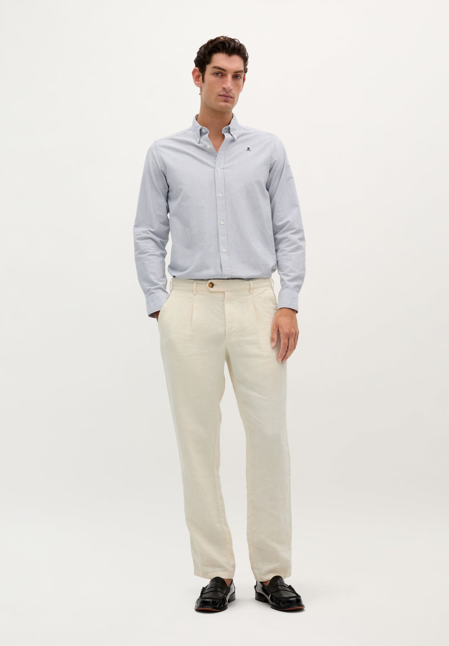 OXFORD SHIRT WITH CONTRAST SKULL PRINT