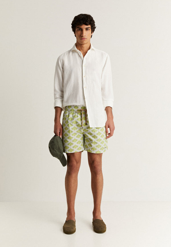 SWIMMING TRUNKS WITH LEAF PRINT