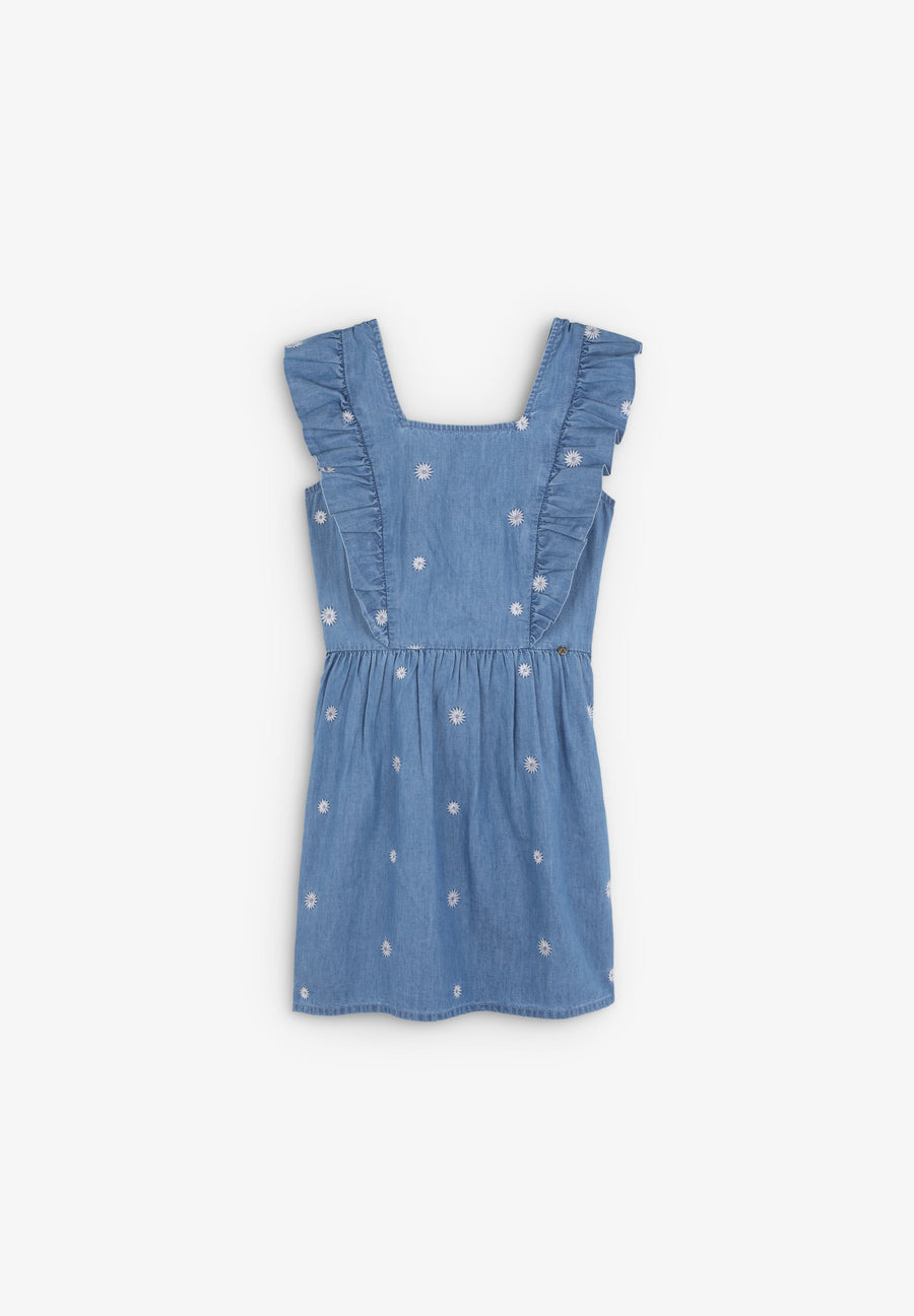 DENIM DRESS WITH EMBROIDERY