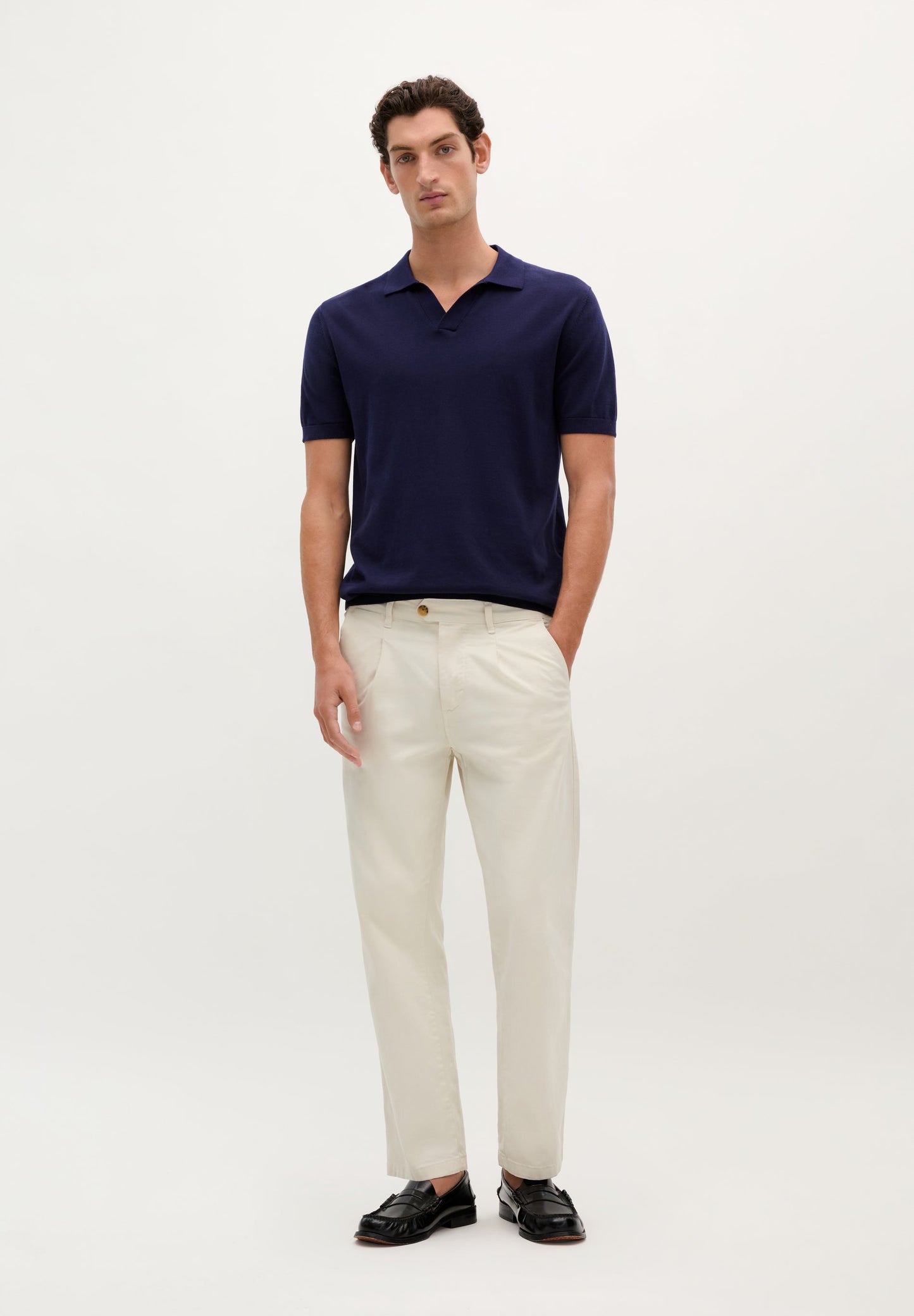 FINE-KNIT SKULL POLO SHIRT
