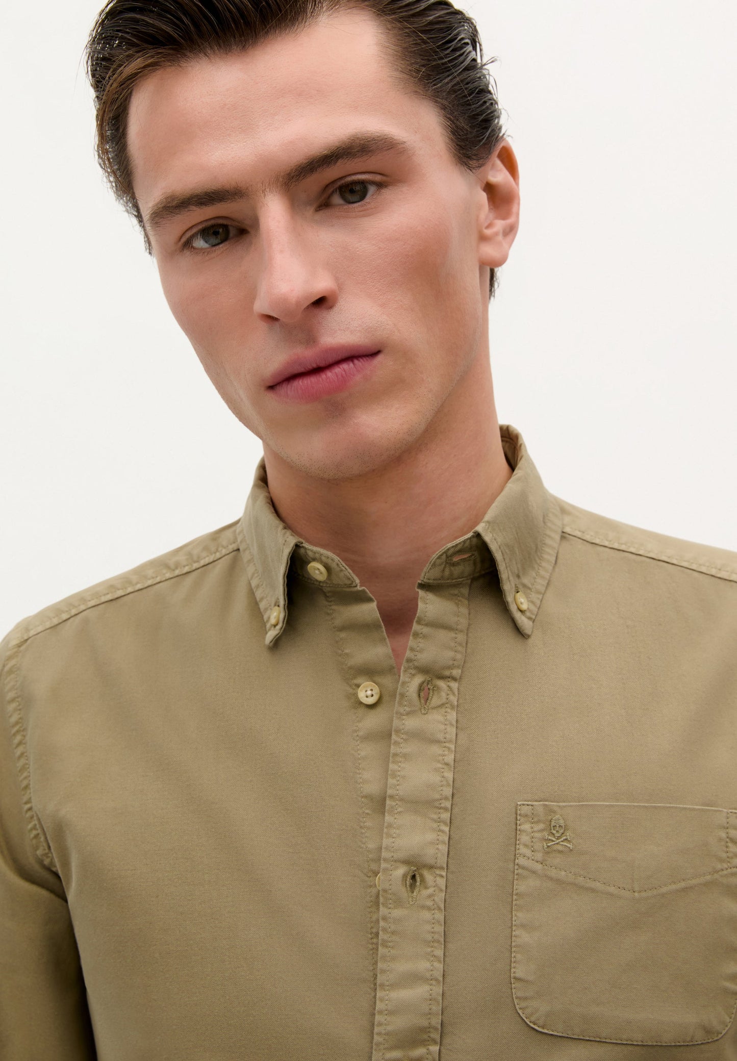 BUTTON COLLAR SKULL SHIRT