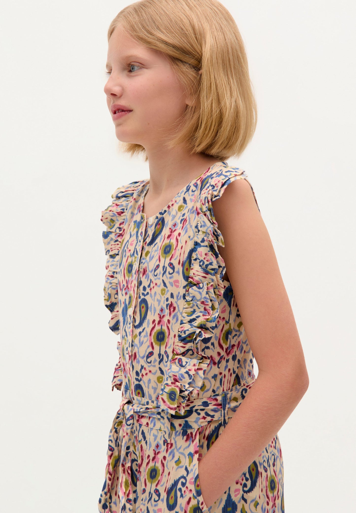 PRINTED JUMPSUIT WITH RUFFLE