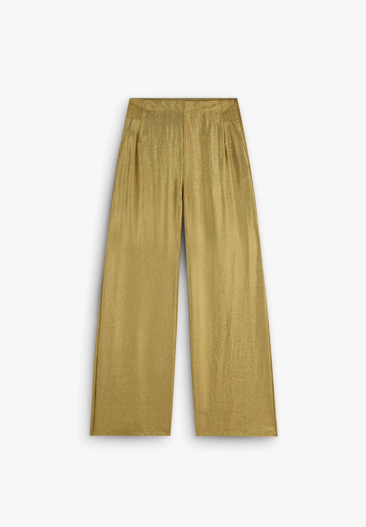 FLOWING METALLIC TROUSERS WITH DARTS