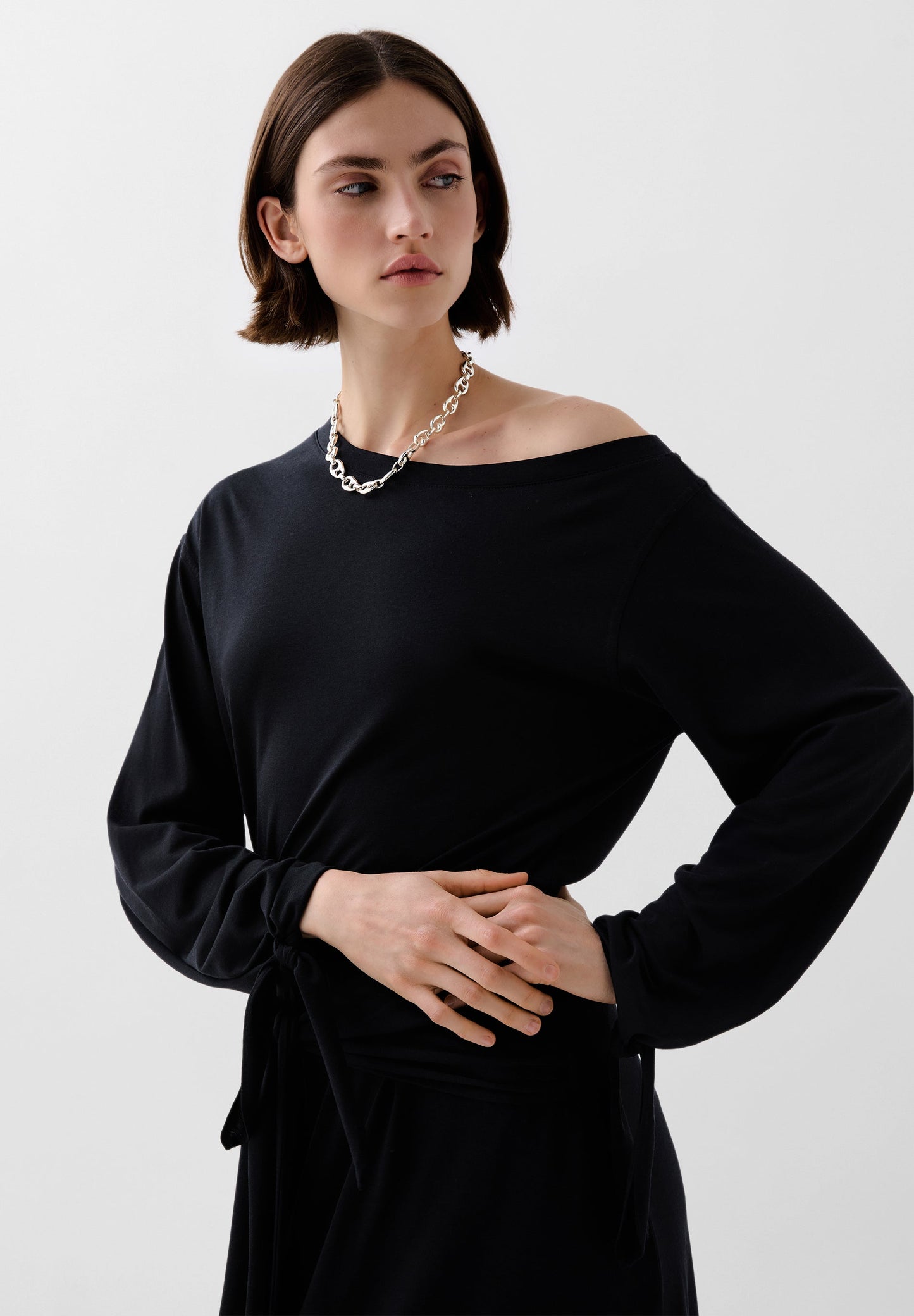 ASYMMETRIC TIE BLOUSE