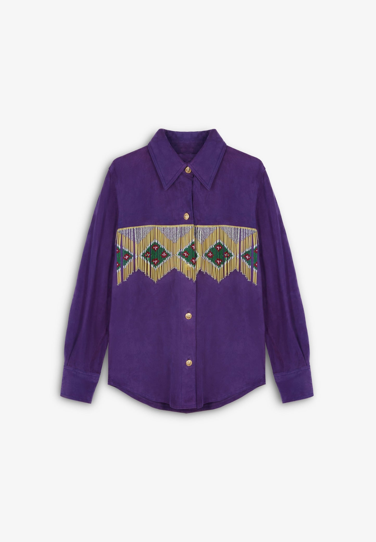 BEADED FRINGED SUEDE SHIRT