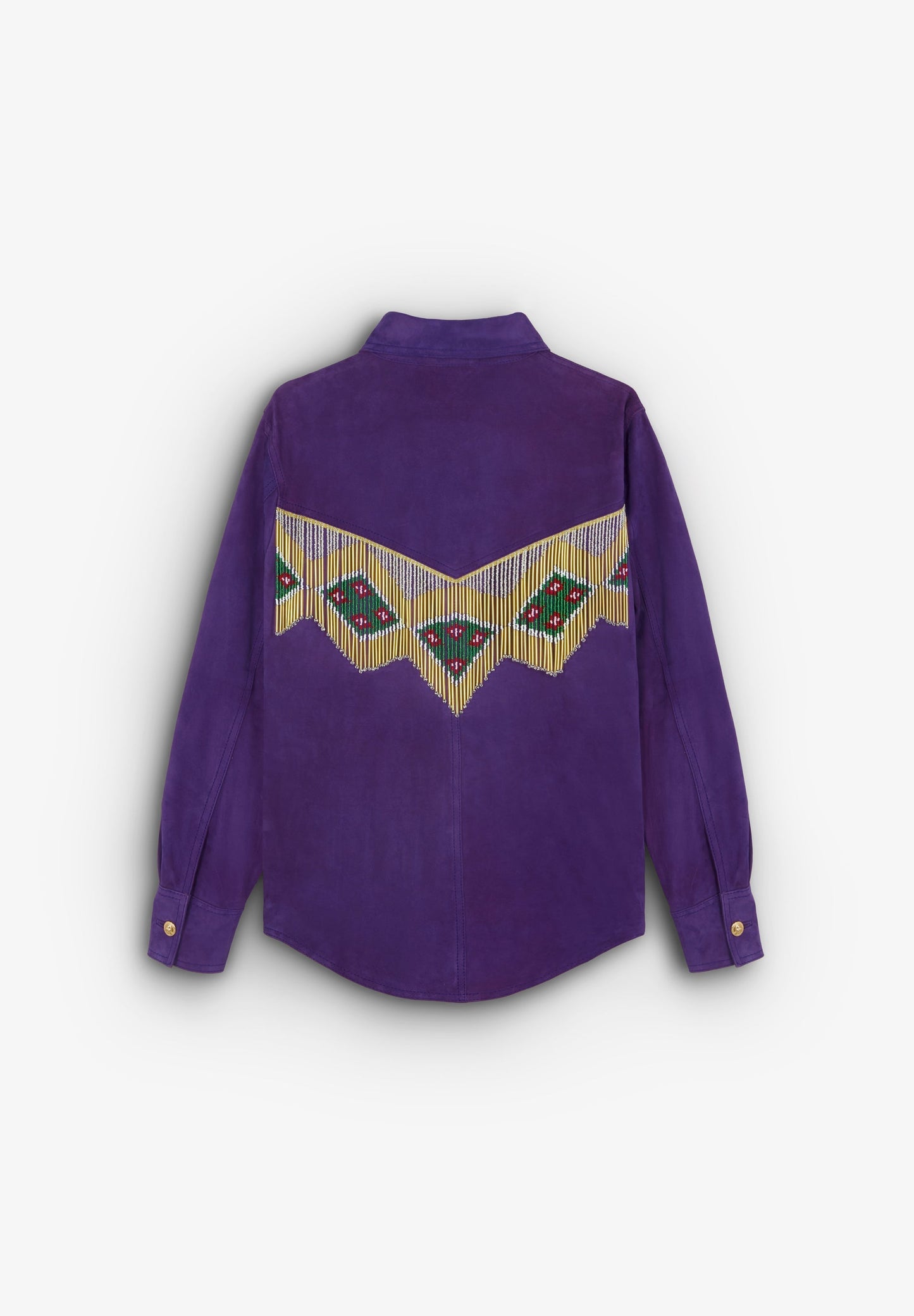 FRINGED SUEDE SHIRT WITH BEADS