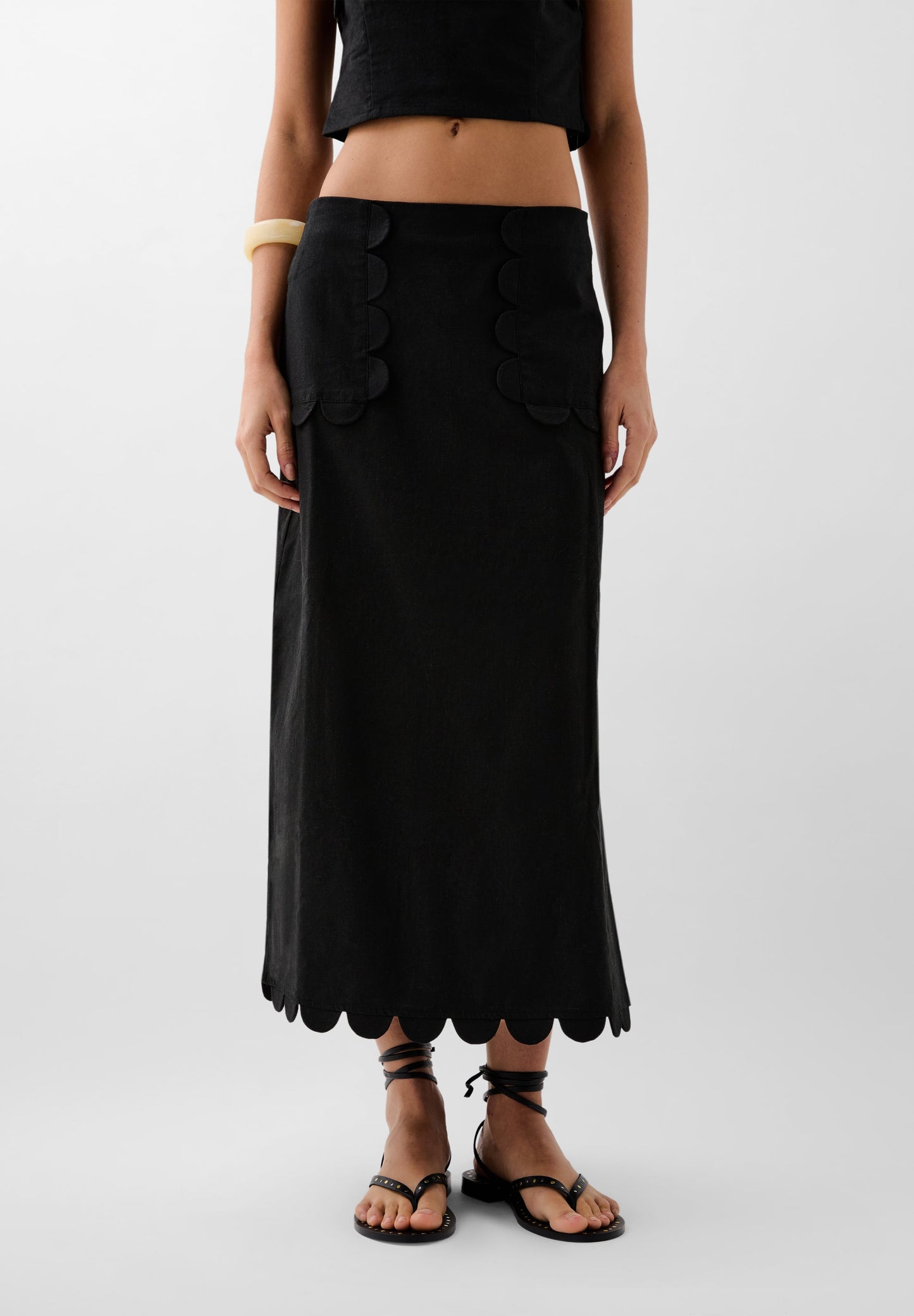 LINEN MIDI SKIRT