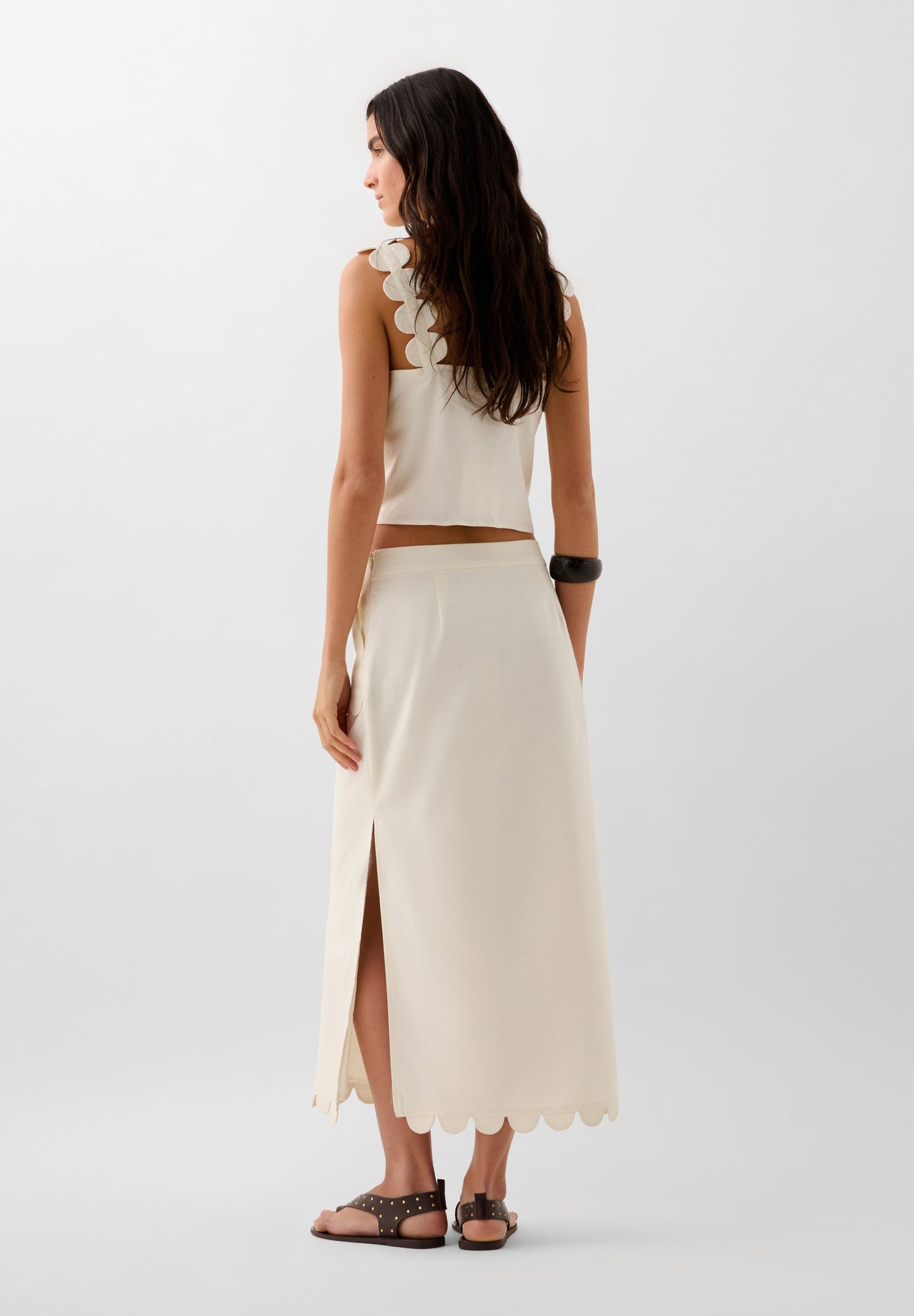 SCLINEN PLAIN MIDI SKIRT
