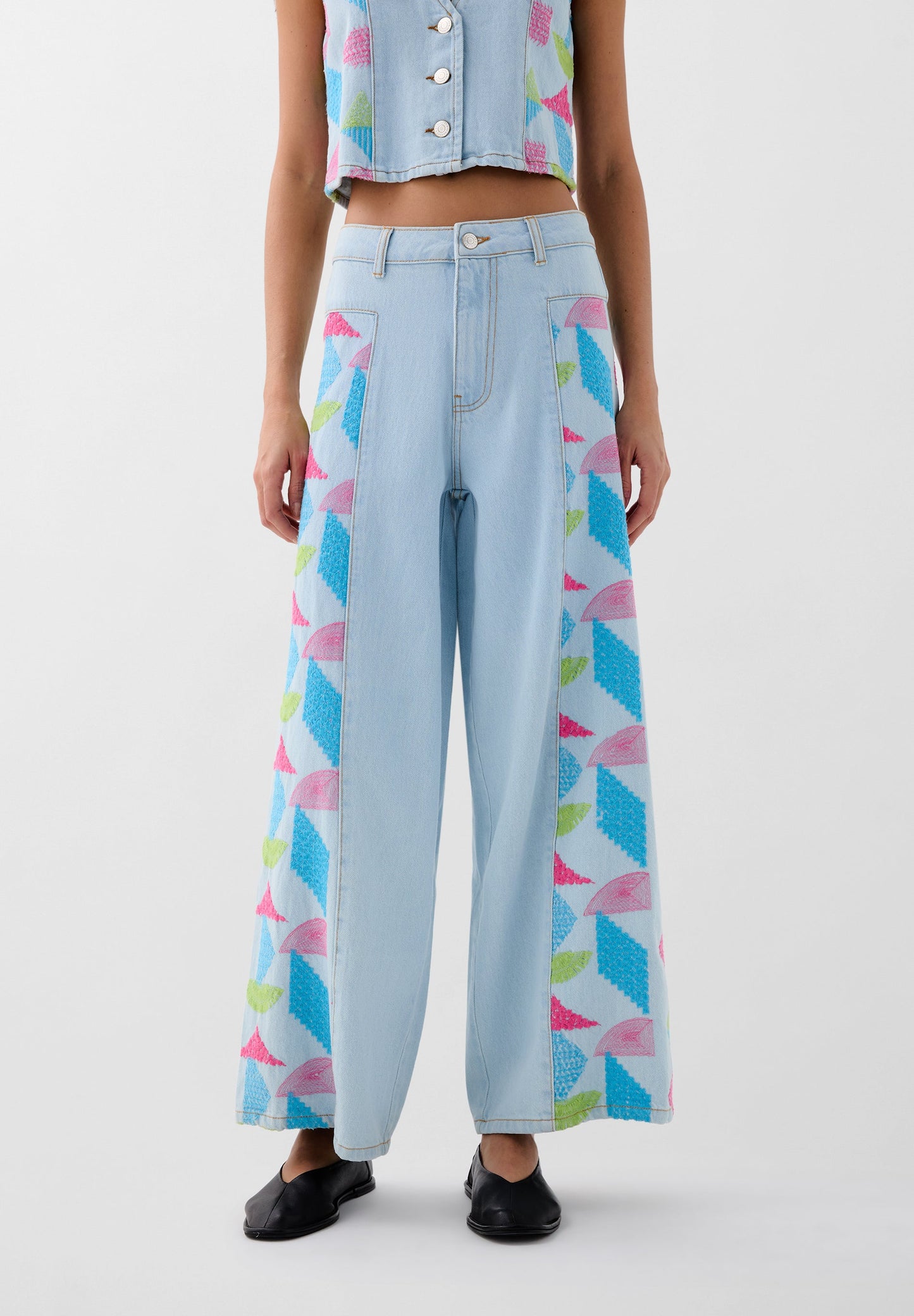 SCCULOTTE EMBSIDE DENIM PANT