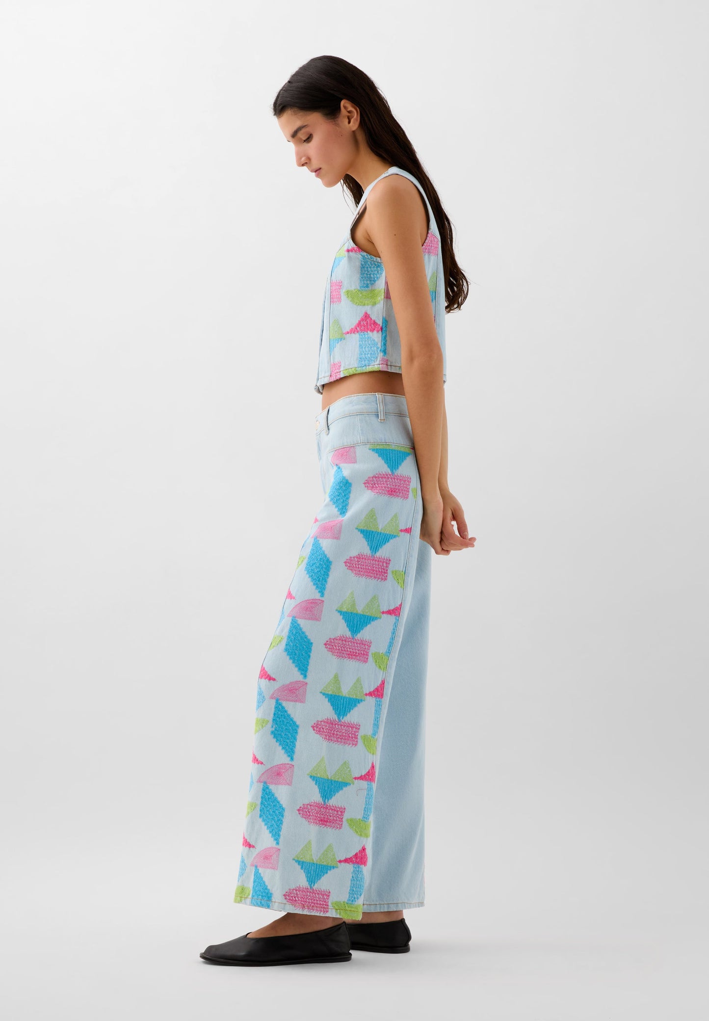 SCCULOTTE EMBSIDE DENIM PANT