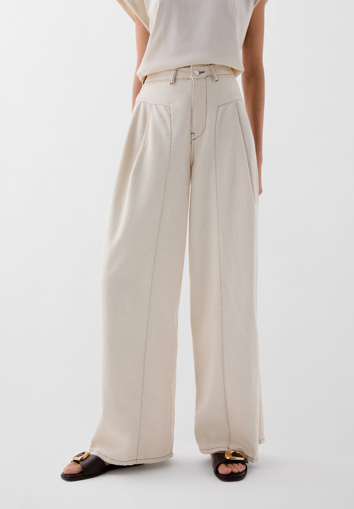 DENIM TROUSERS WITH SEAMS