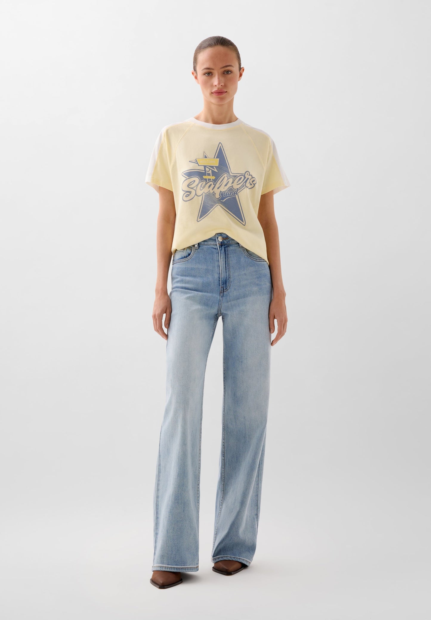 TWO-TONE T-SHIRT WITH FRONT PRINT