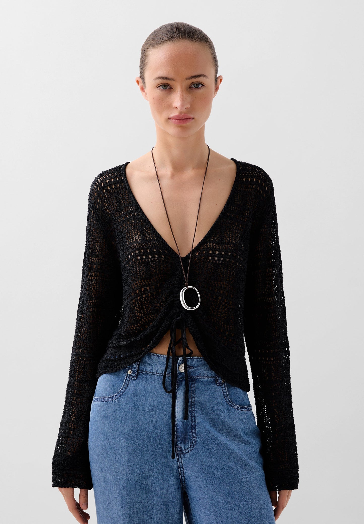 RUCHED KNIT SWEATER