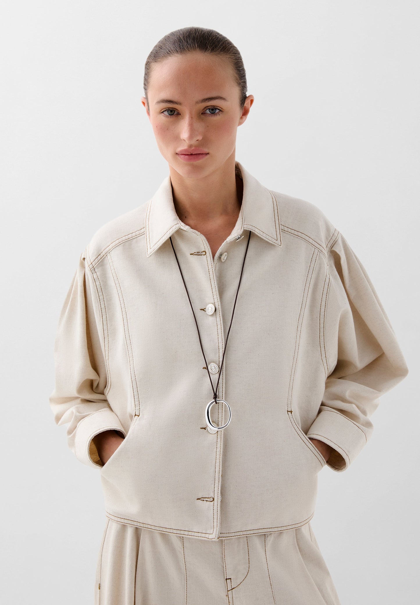 BOMBER JACKET WITH CONTRAST SEAMS