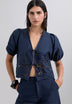 EMBROIDERED TIE BLOUSE