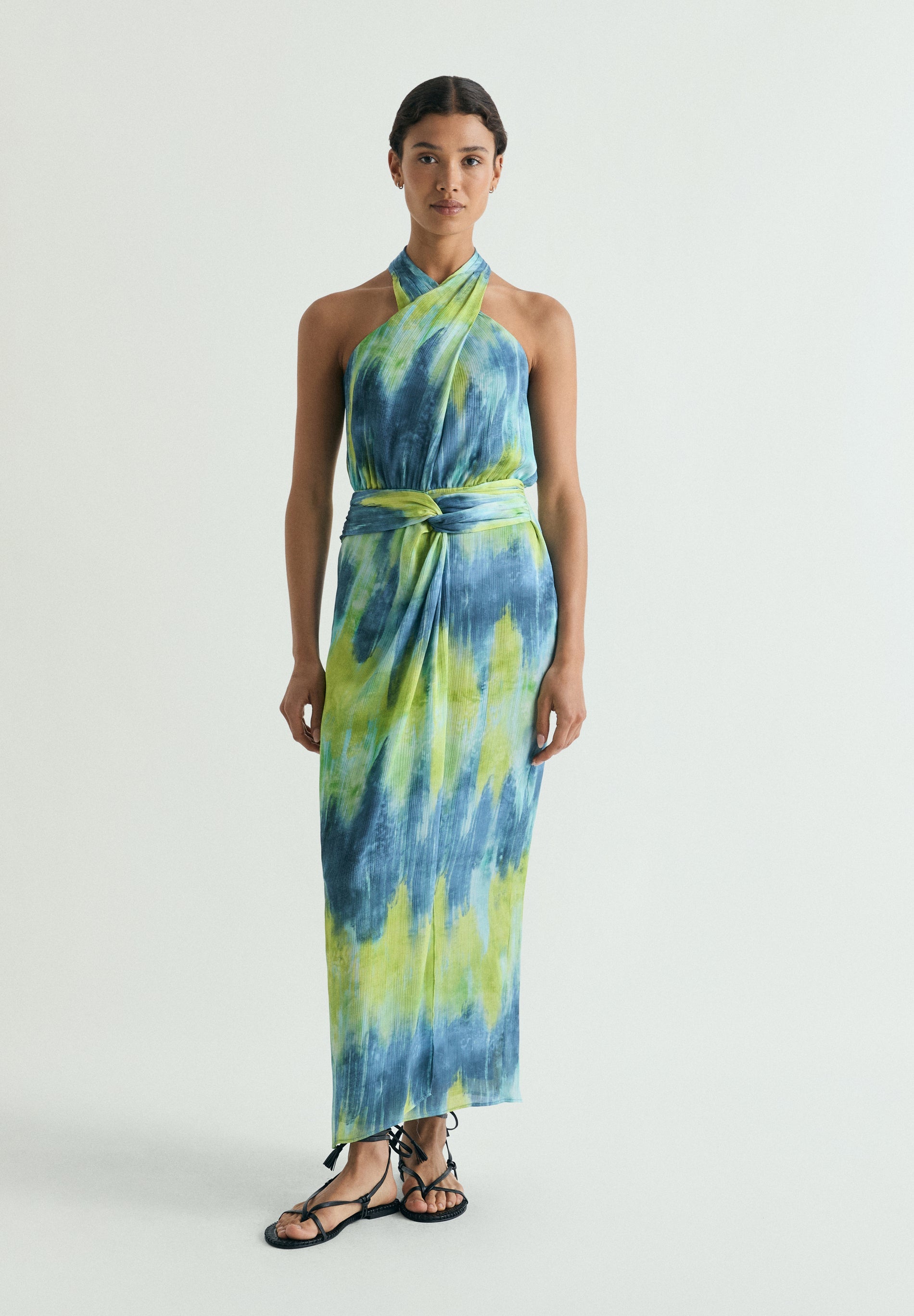 TIE DYE MIDI DRESS WITH KNOT TIE DYE MIDI DRESS WITH KNOT