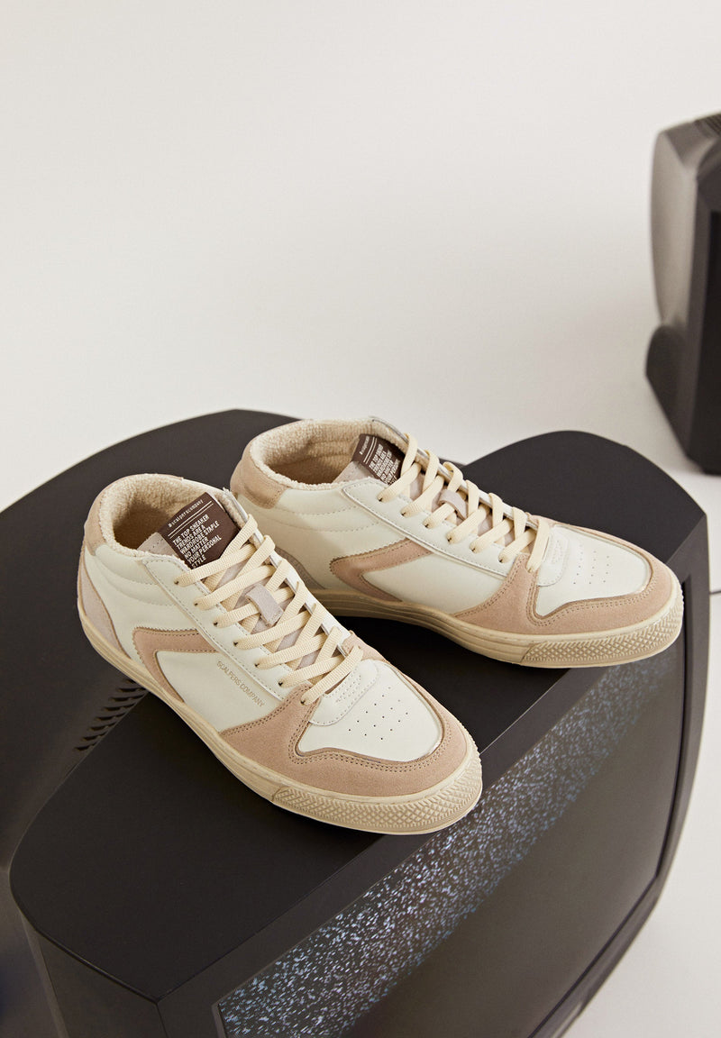 HIGH TOP SNEAKERS WITH SPLIT SUEDE DETAILS
