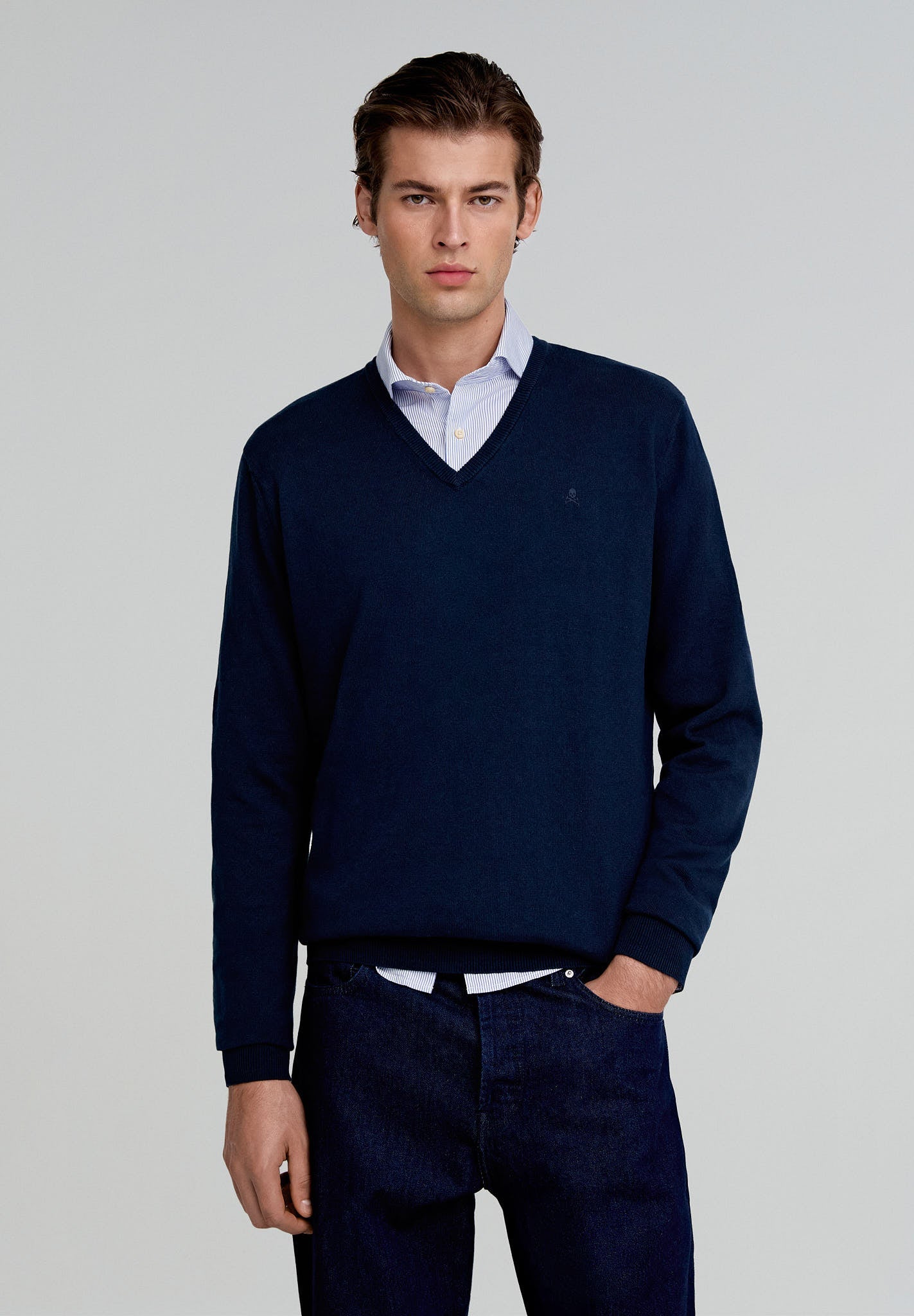 BASIC COTTON EMBROIDERED SWEATER