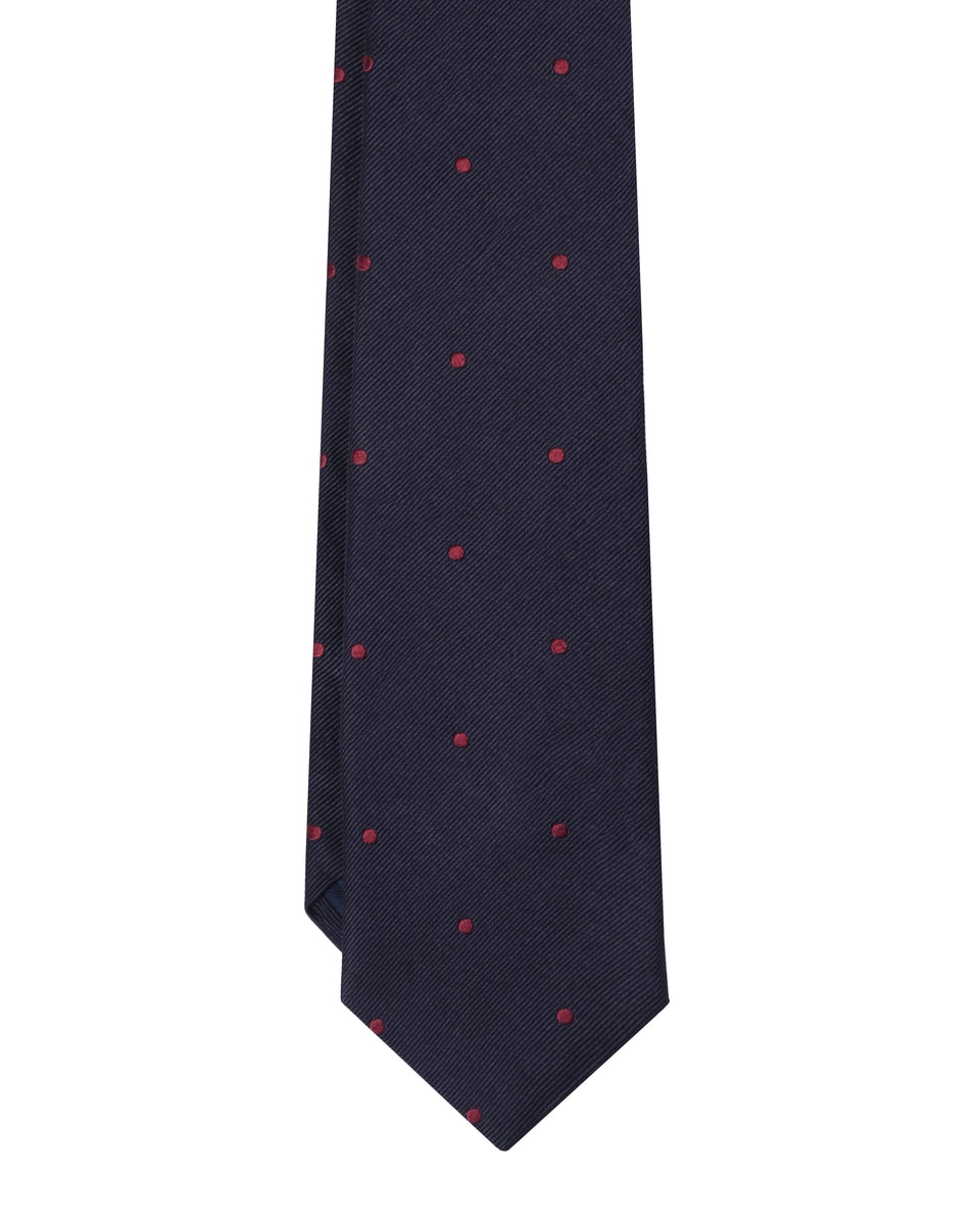 DOTS TIE NAVY/BOURDEAUX