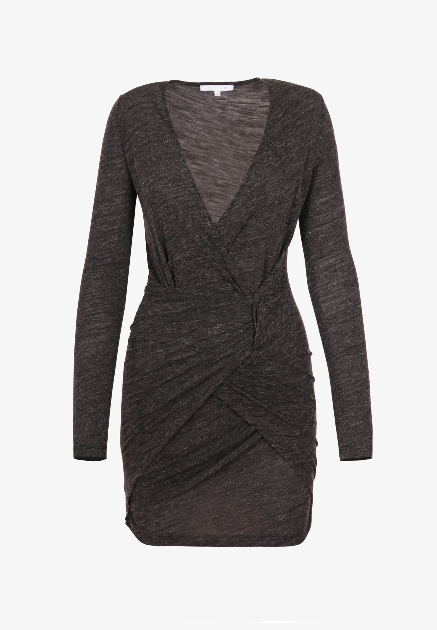 VESTIDO AJUSTADO NUDO DELANTERO GRIS MELANGE
