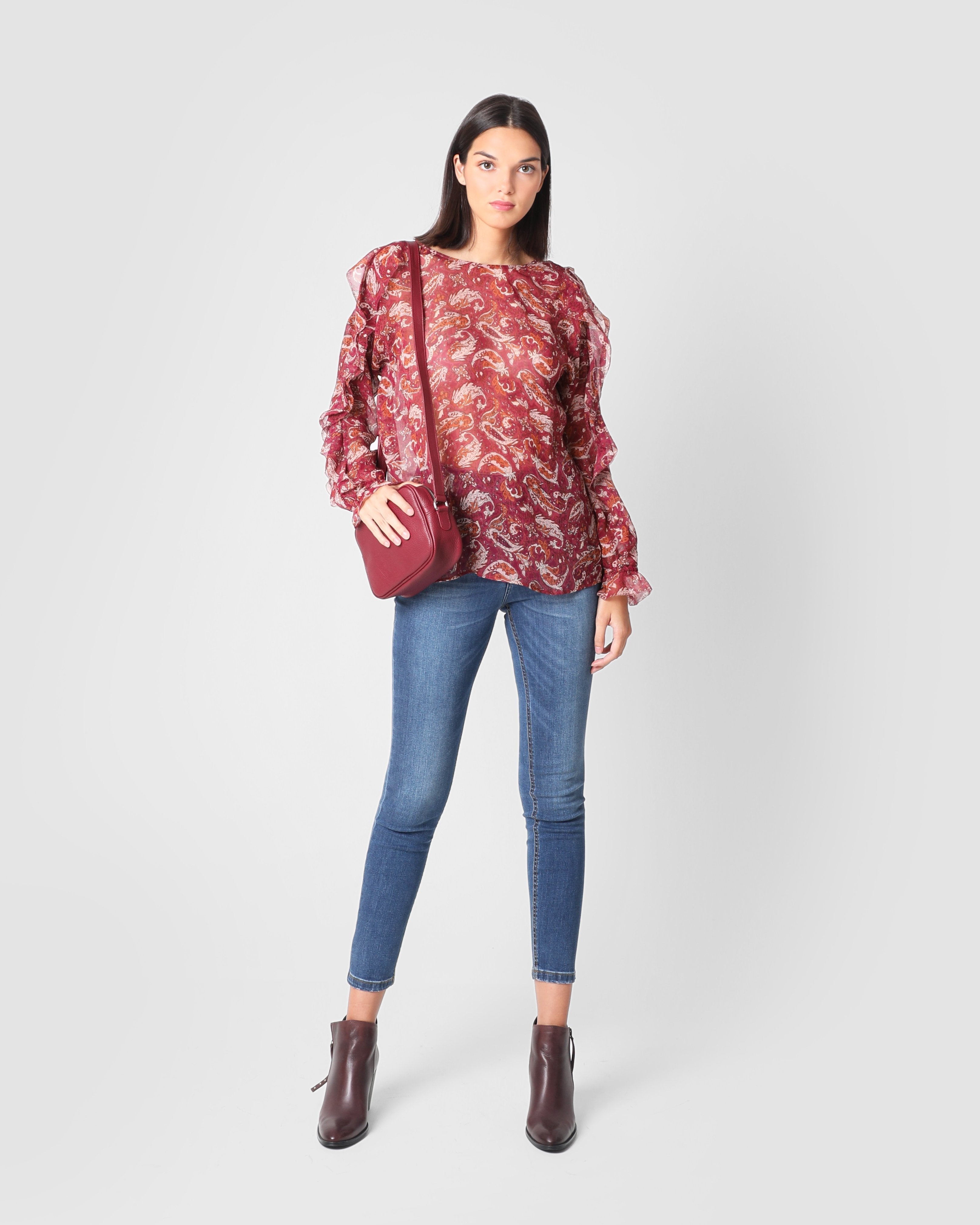 BLUSA SEDA PASLEY BURGUNDY