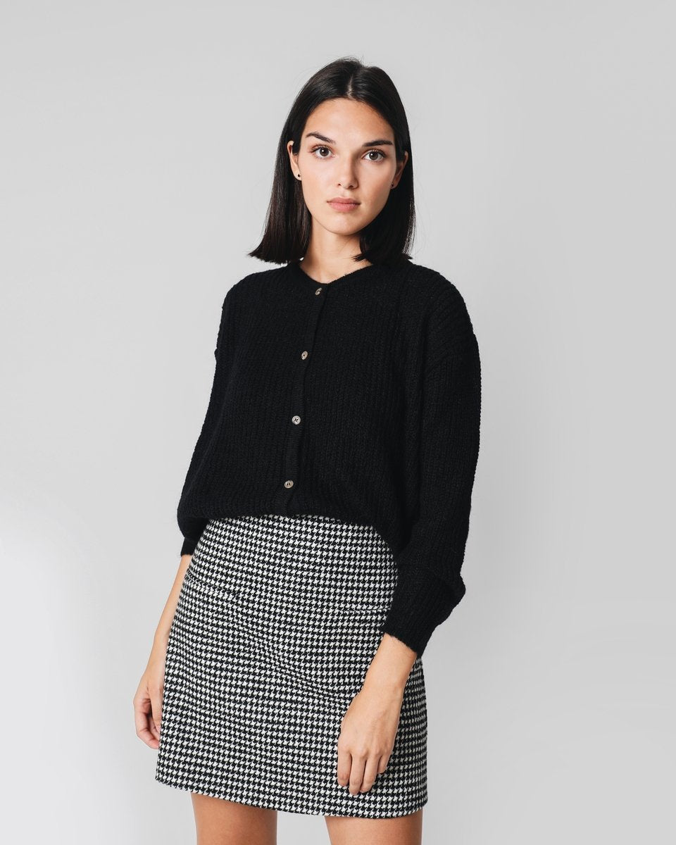 Mini hounds-tooth print wraparound skirt