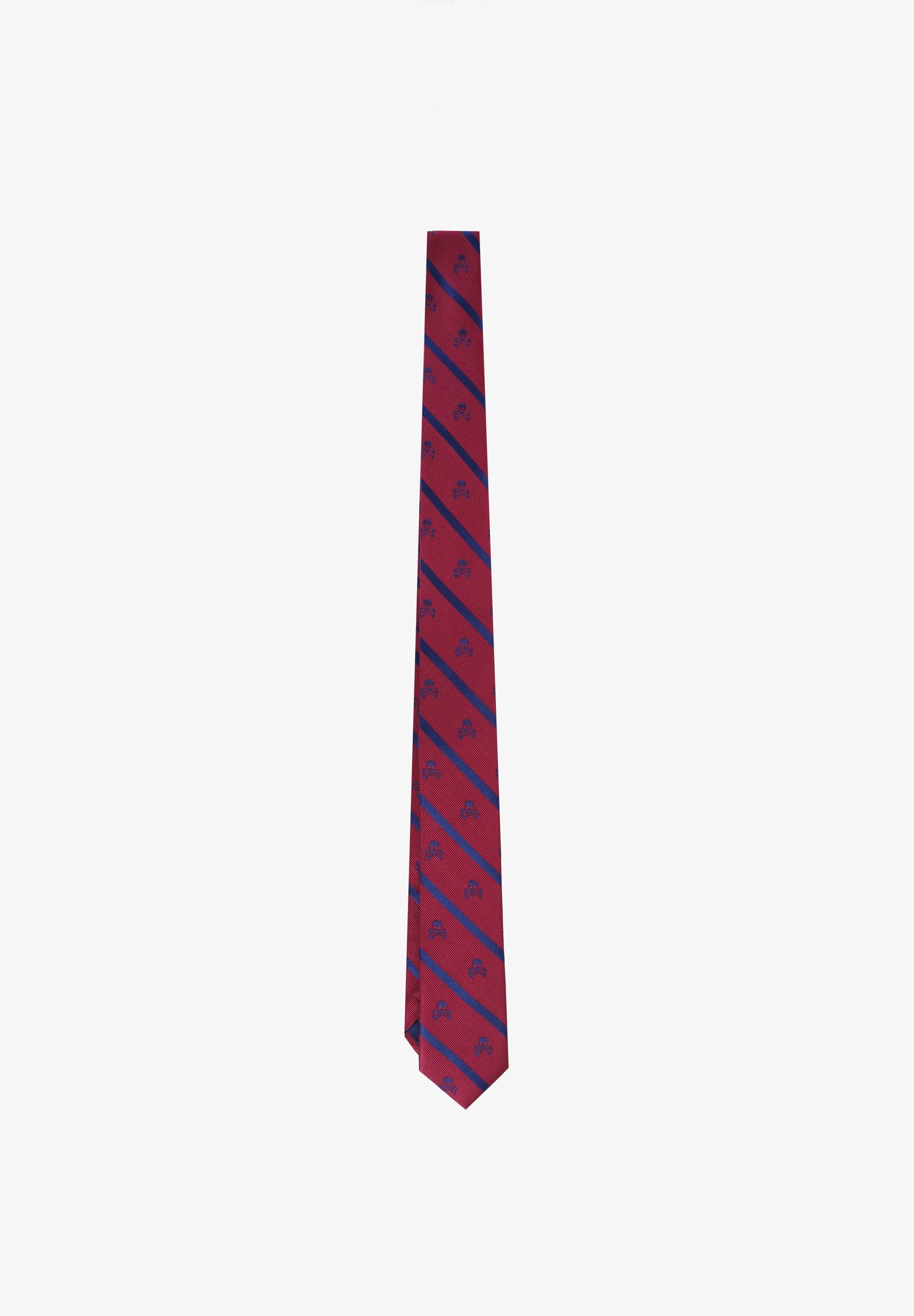 SILK STRIPED TIE WITH SKULLS