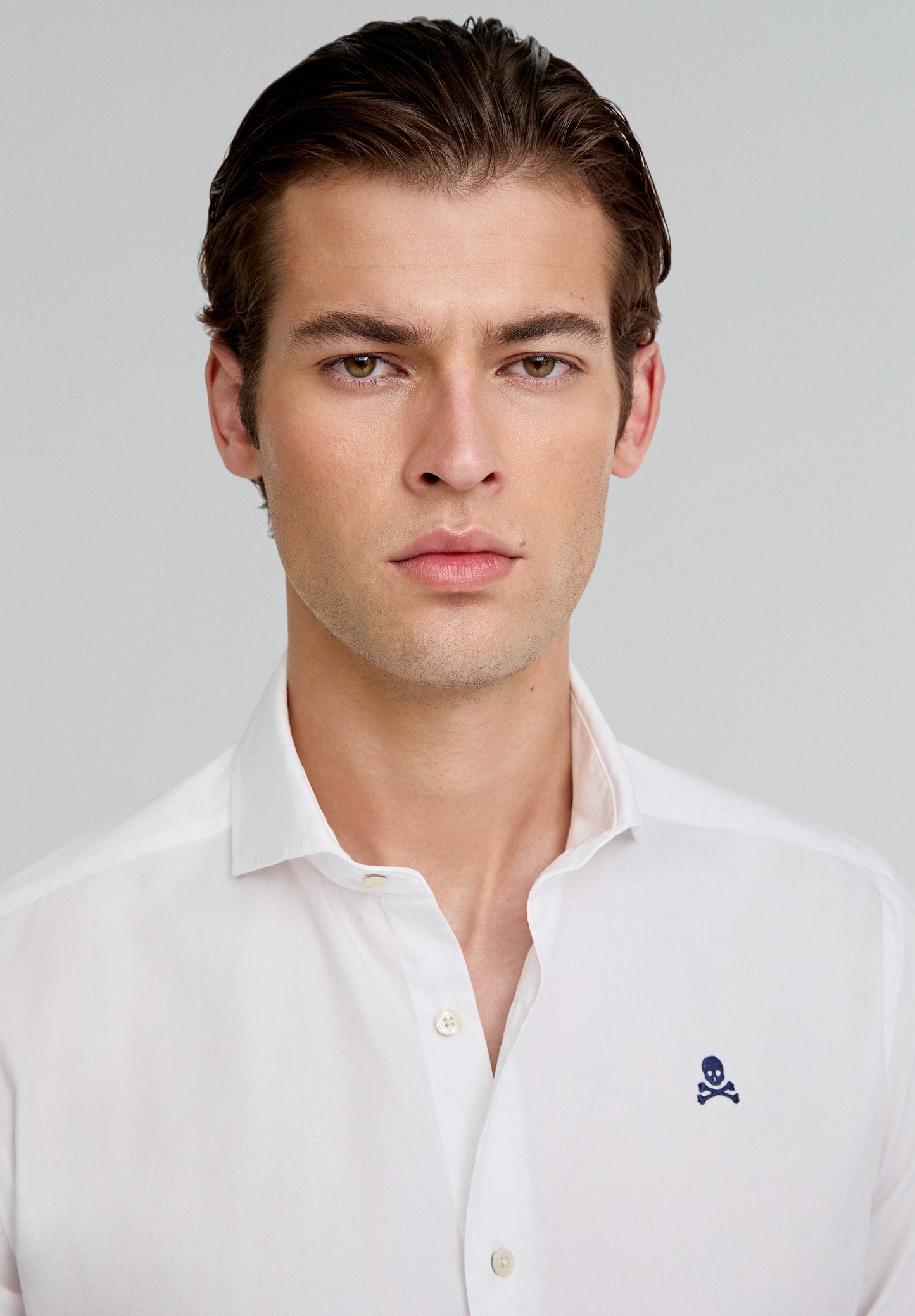 CONTRAST SKULL PLAIN FORMAL SHIRT