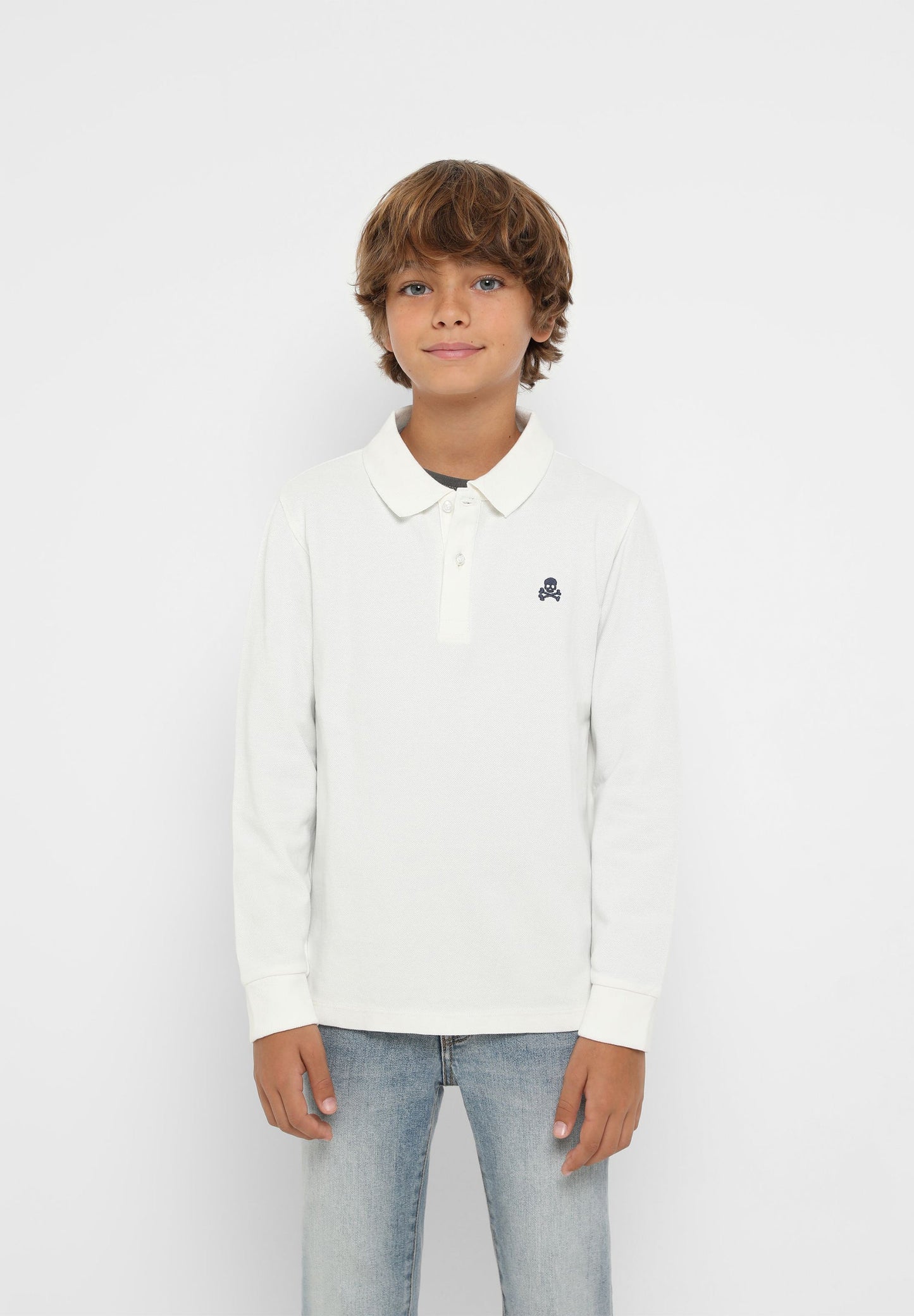 LONG SLEEVE POLO SHIRT WITH BACK SKULL