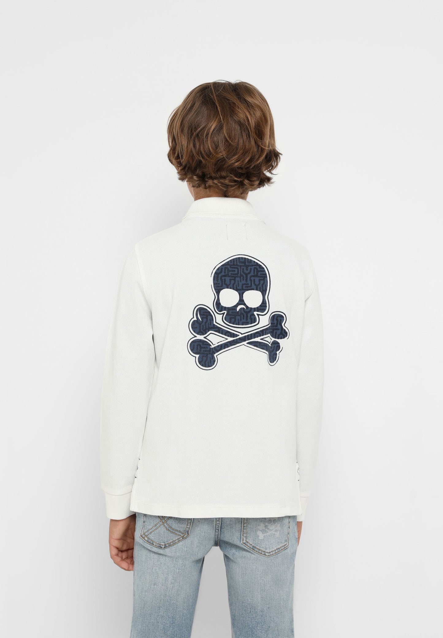 LONG SLEEVE POLO SHIRT WITH BACK SKULL