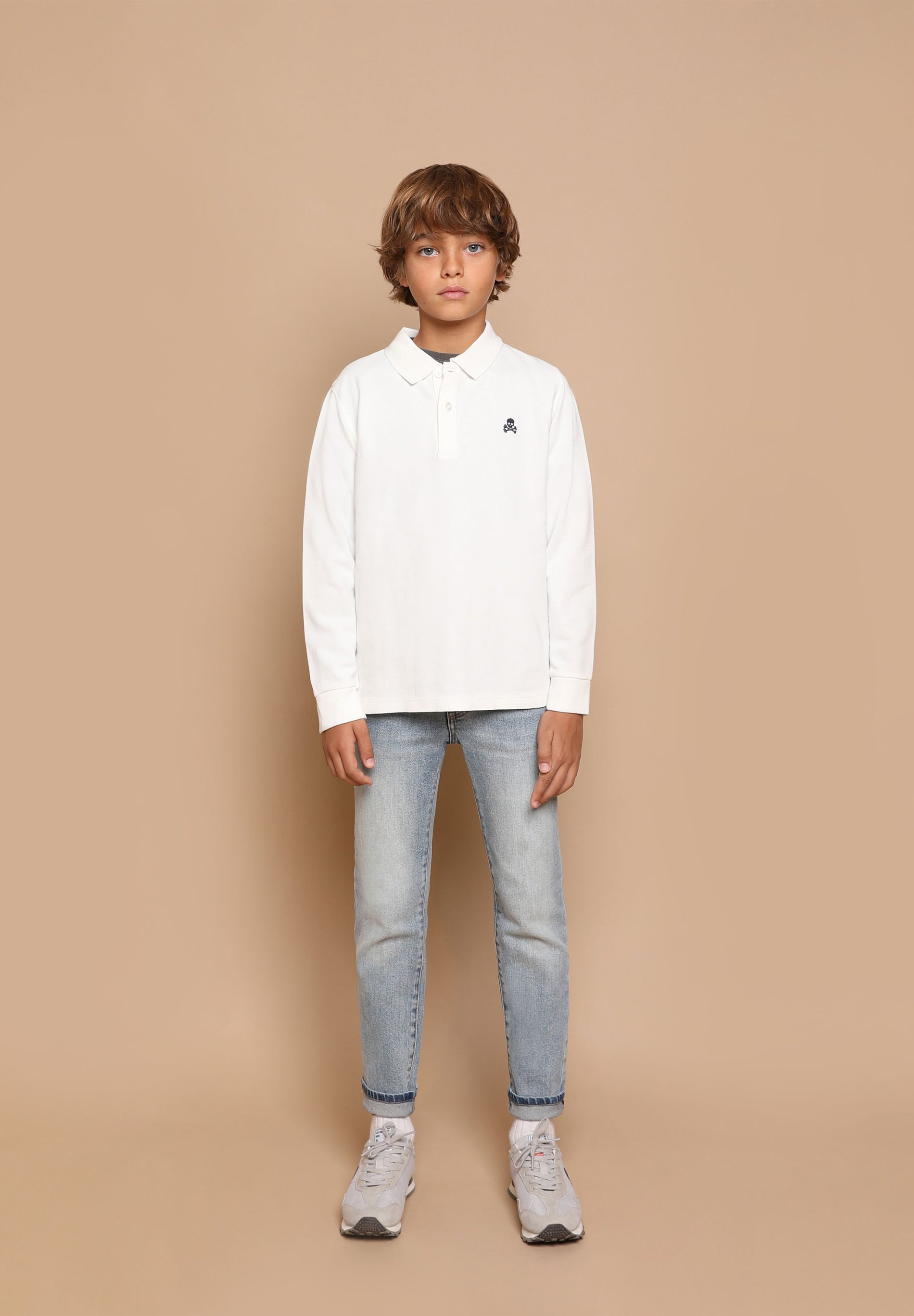 LONG SLEEVE POLO SHIRT WITH BACK SKULL