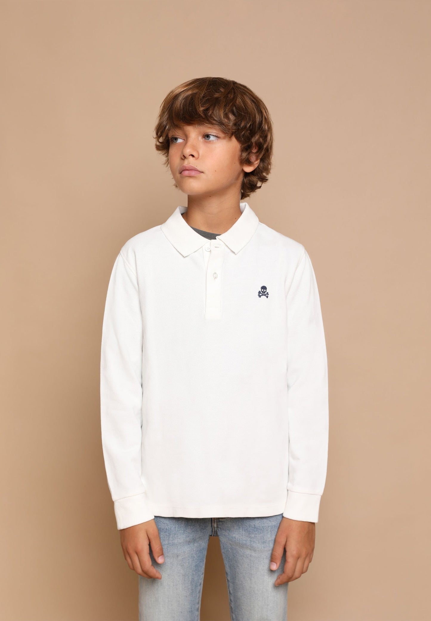 LONG SLEEVE POLO SHIRT WITH BACK SKULL