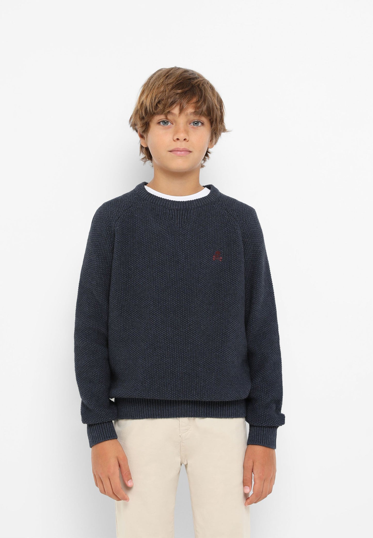 KNIT SWEATER WITH CONTRAST SKULL