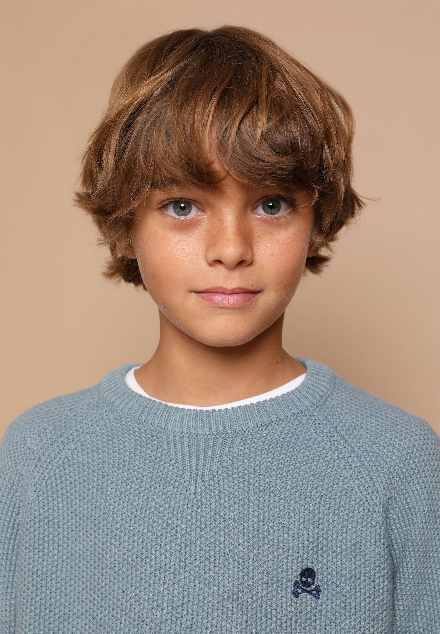 KNIT SWEATER WITH CONTRAST SKULL