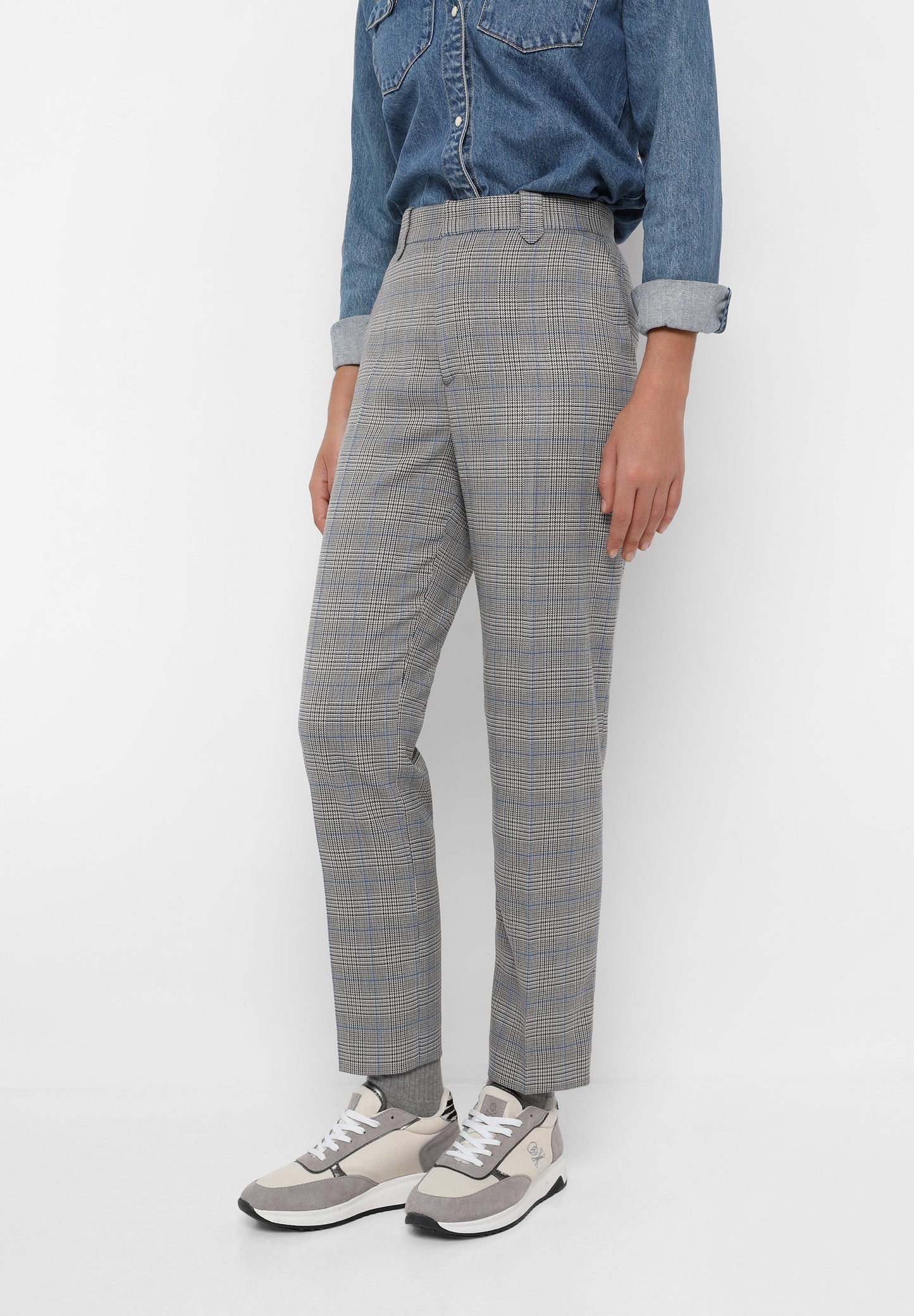 STRAIGHT CUT CHECK TROUSERS