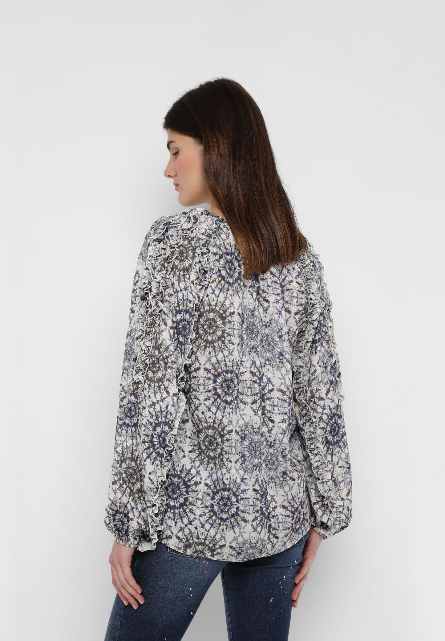 PRINTED BLOUSE WITH RUFFLES