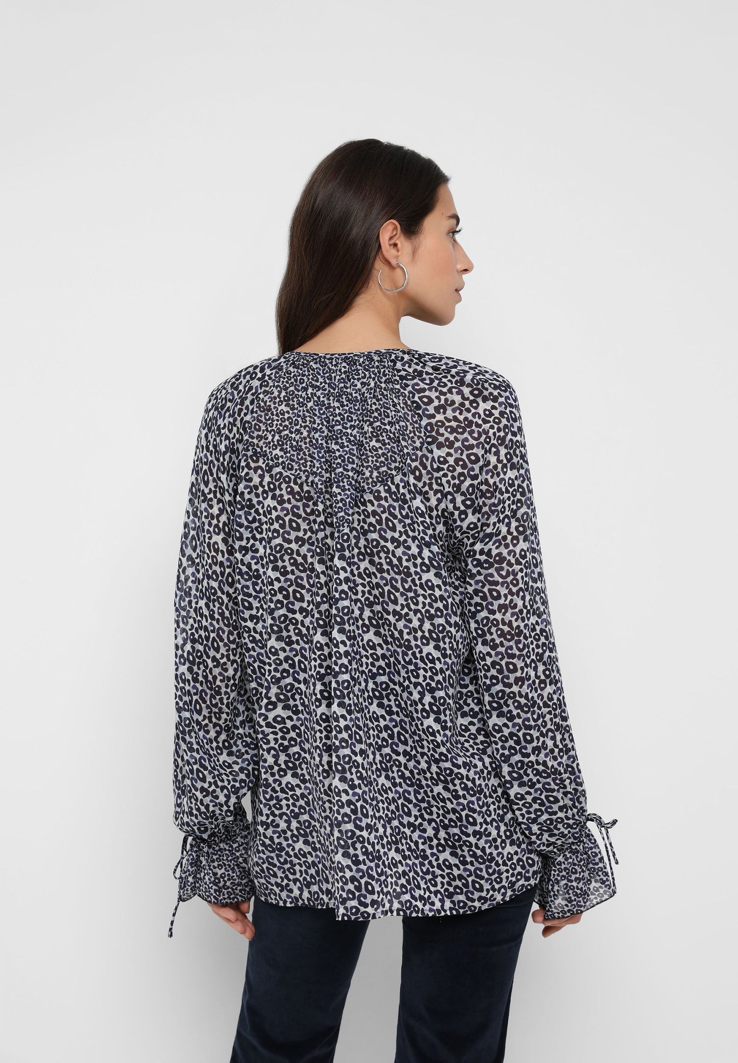 SEMI-SHEER ANIMAL PRINT BLOUSE
