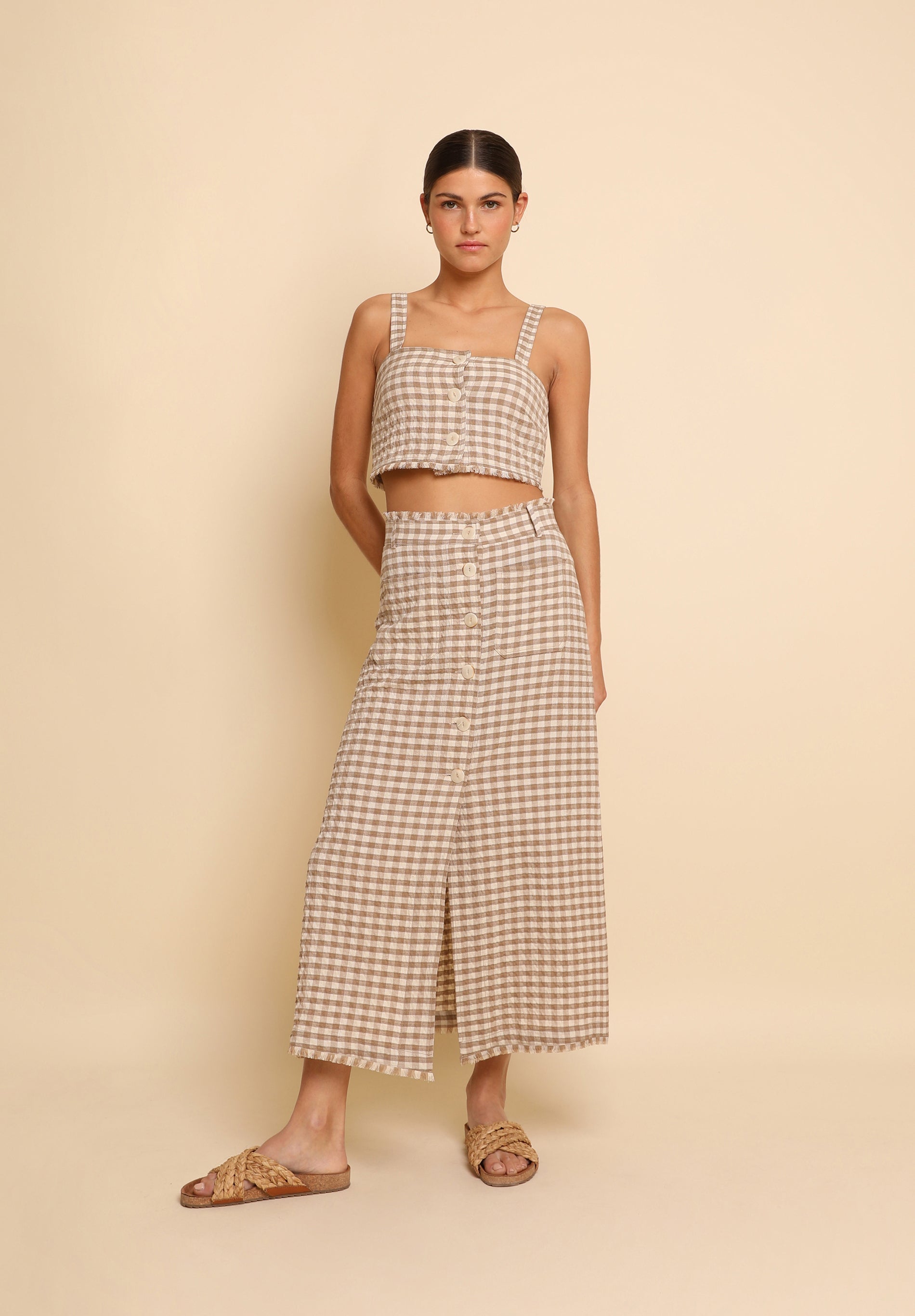 CROPPED GINGHAM TOP