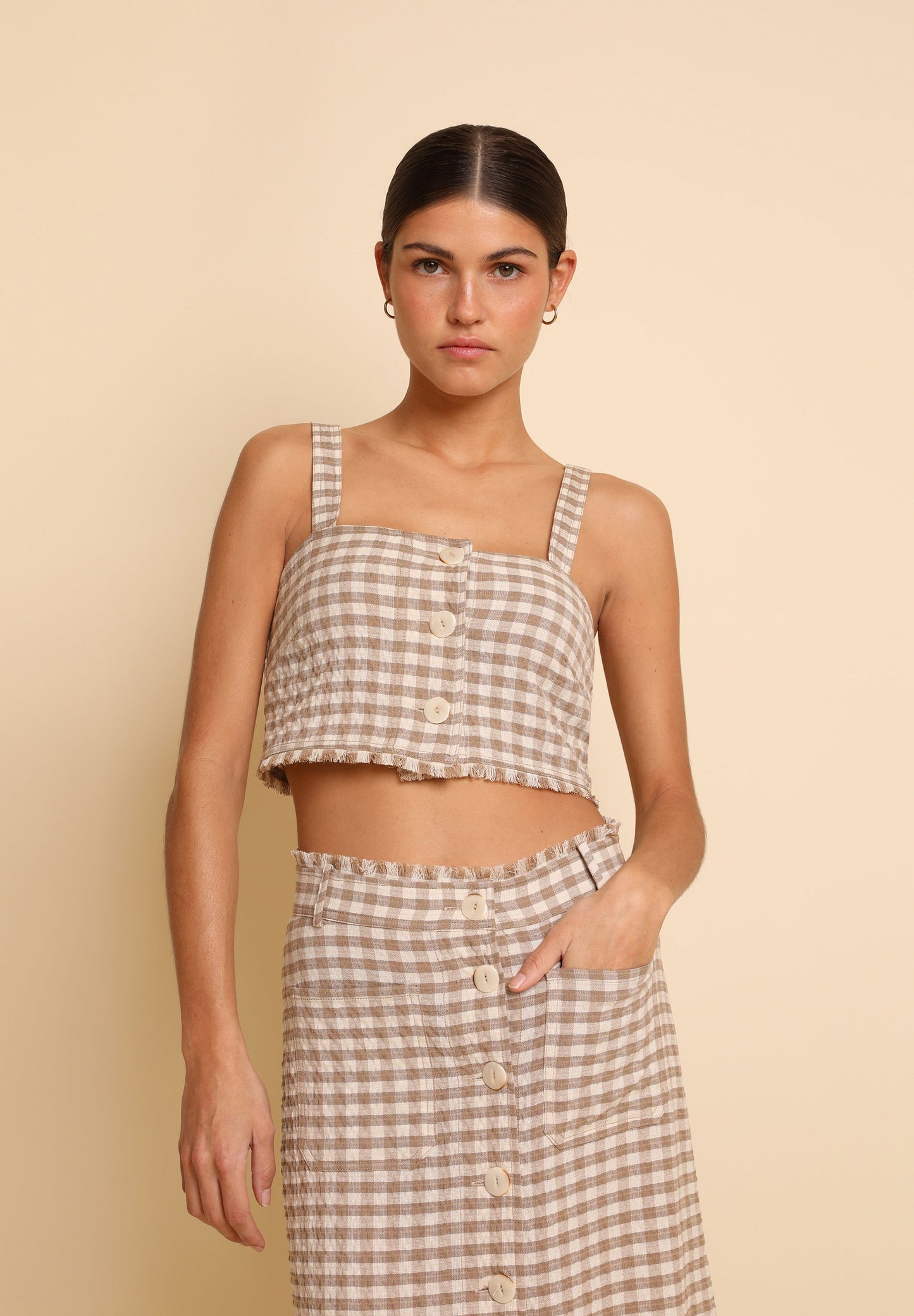 CROPPED GINGHAM TOP