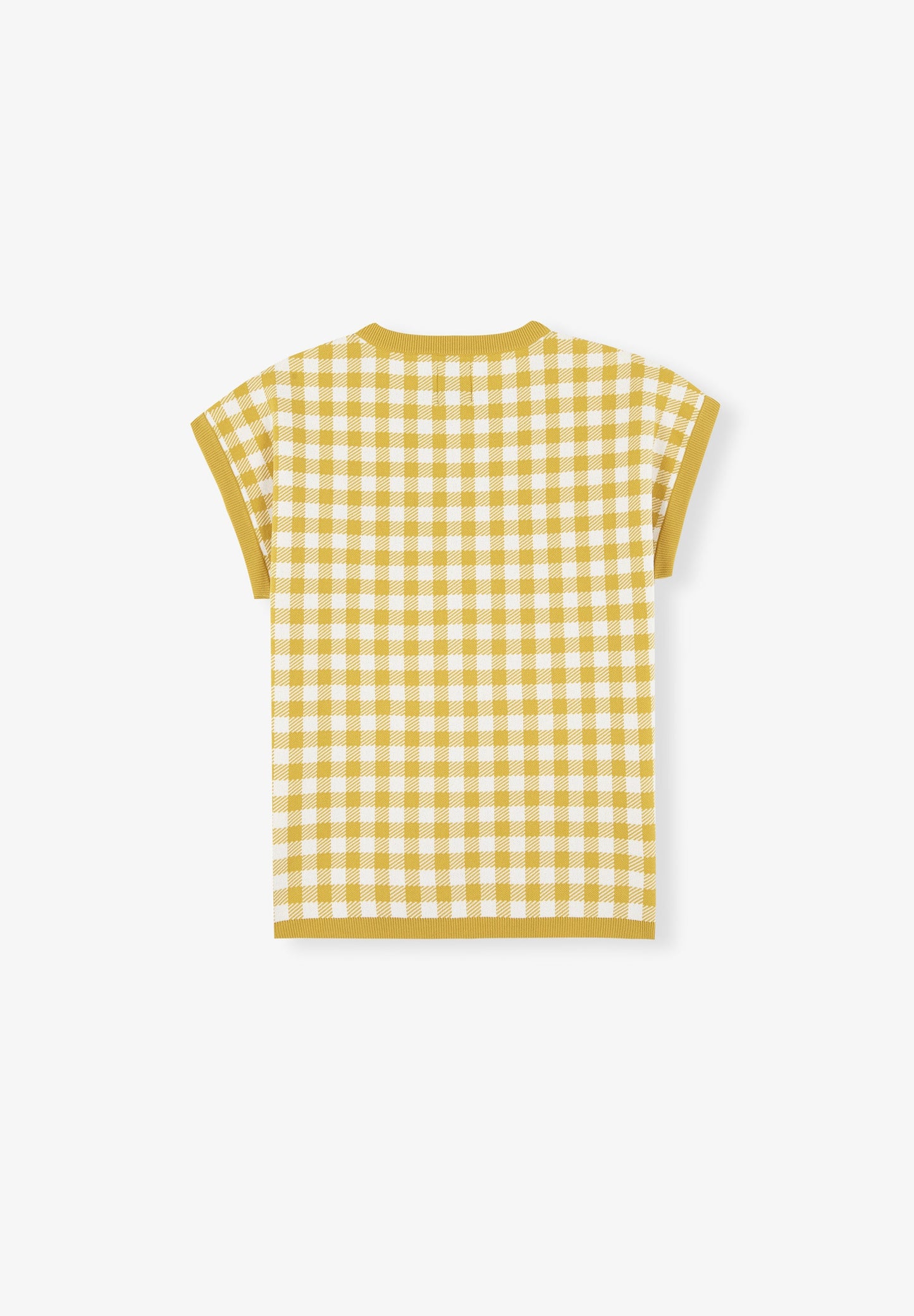 GINGHAM SWEATER WITH SHORT SLEEVES