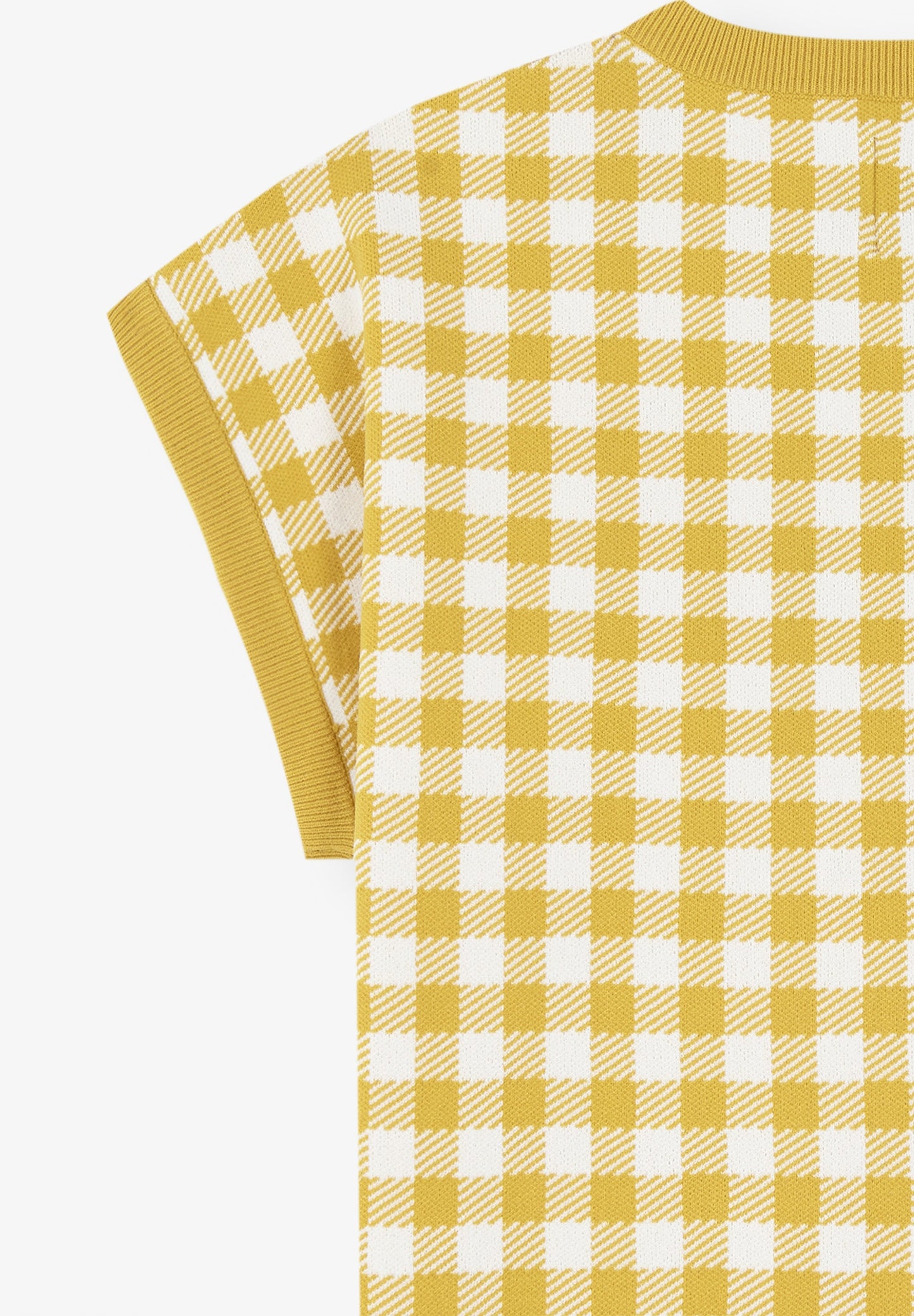 GINGHAM SWEATER WITH SHORT SLEEVES