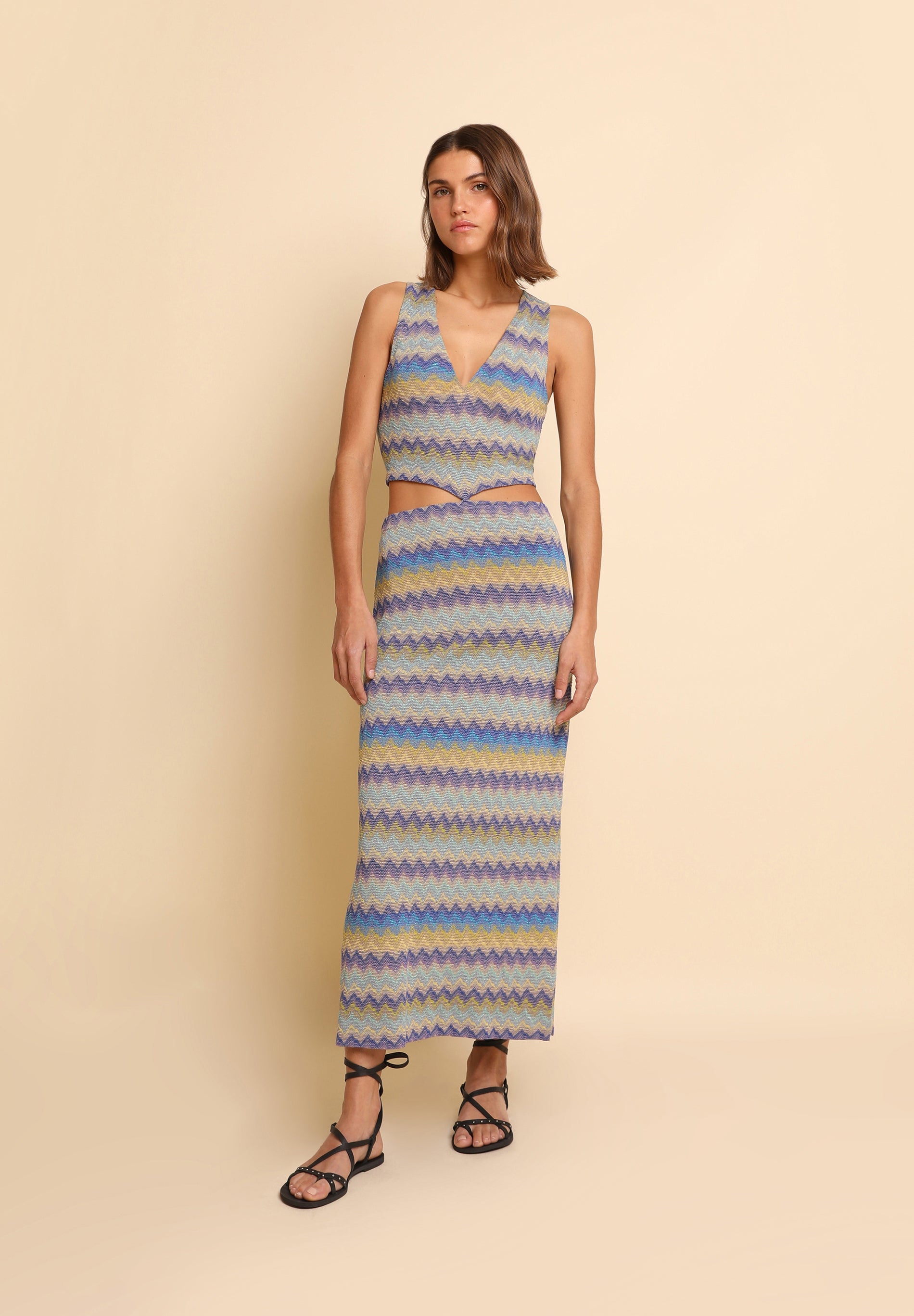 KNITTED MIDI DRESS WITH SLITS
