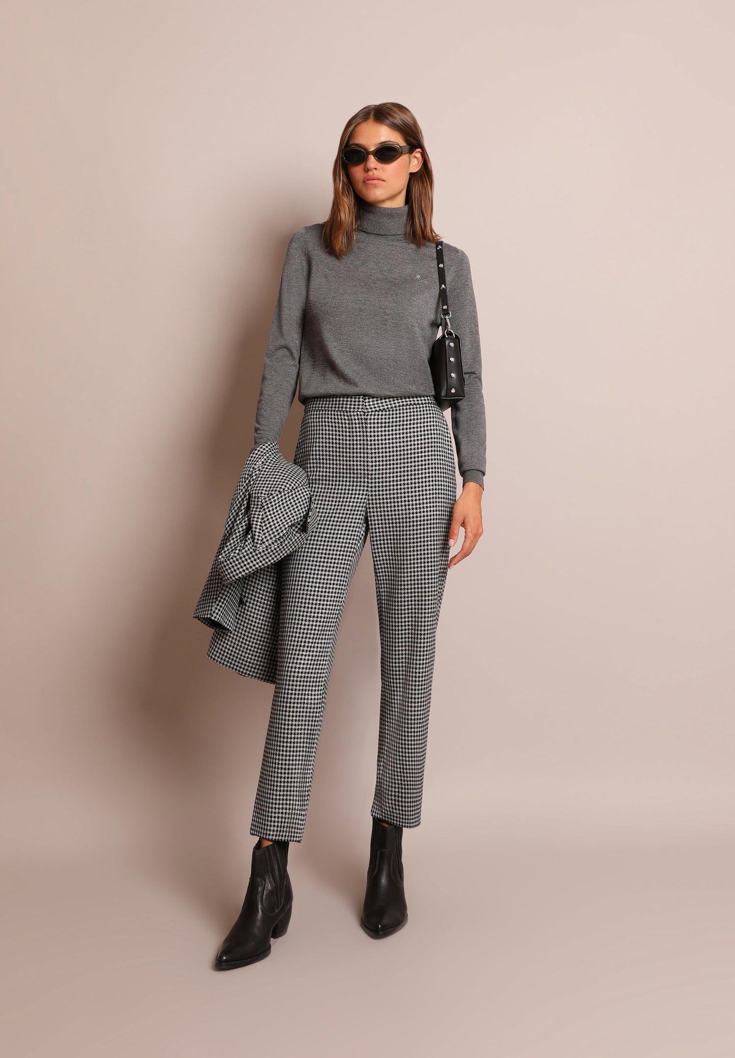 METALLIC CHECK TROUSERS