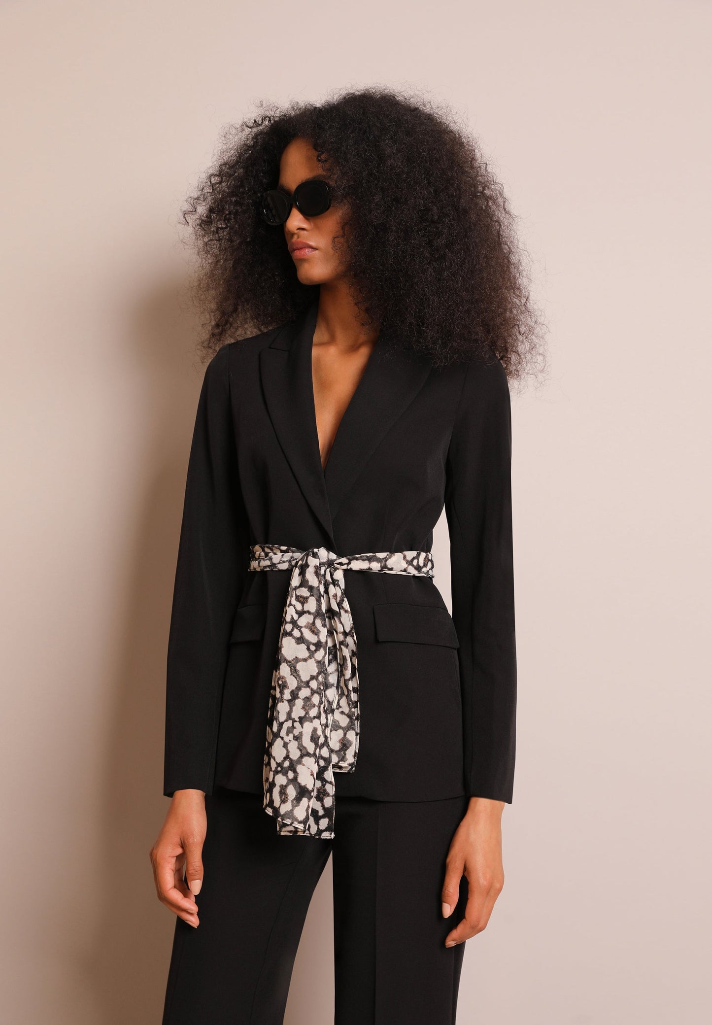 ANIMAL PRINT BLAZER WITH BELT