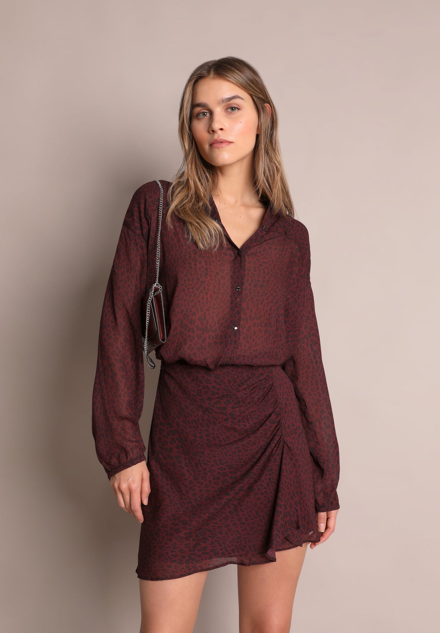 SEMI-SHEER ANIMAL PRINT BLOUSE