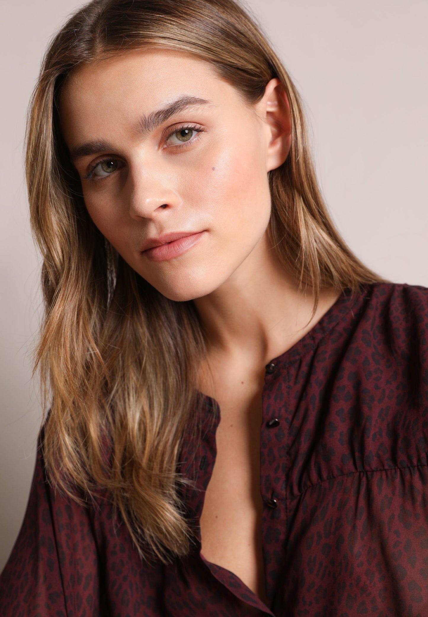 SEMI-SHEER ANIMAL PRINT BLOUSE