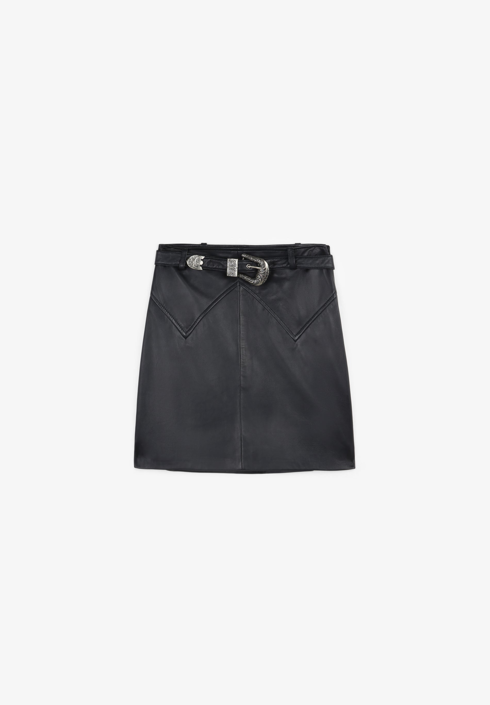 LEATHER MINI SKIRT WITH BELT