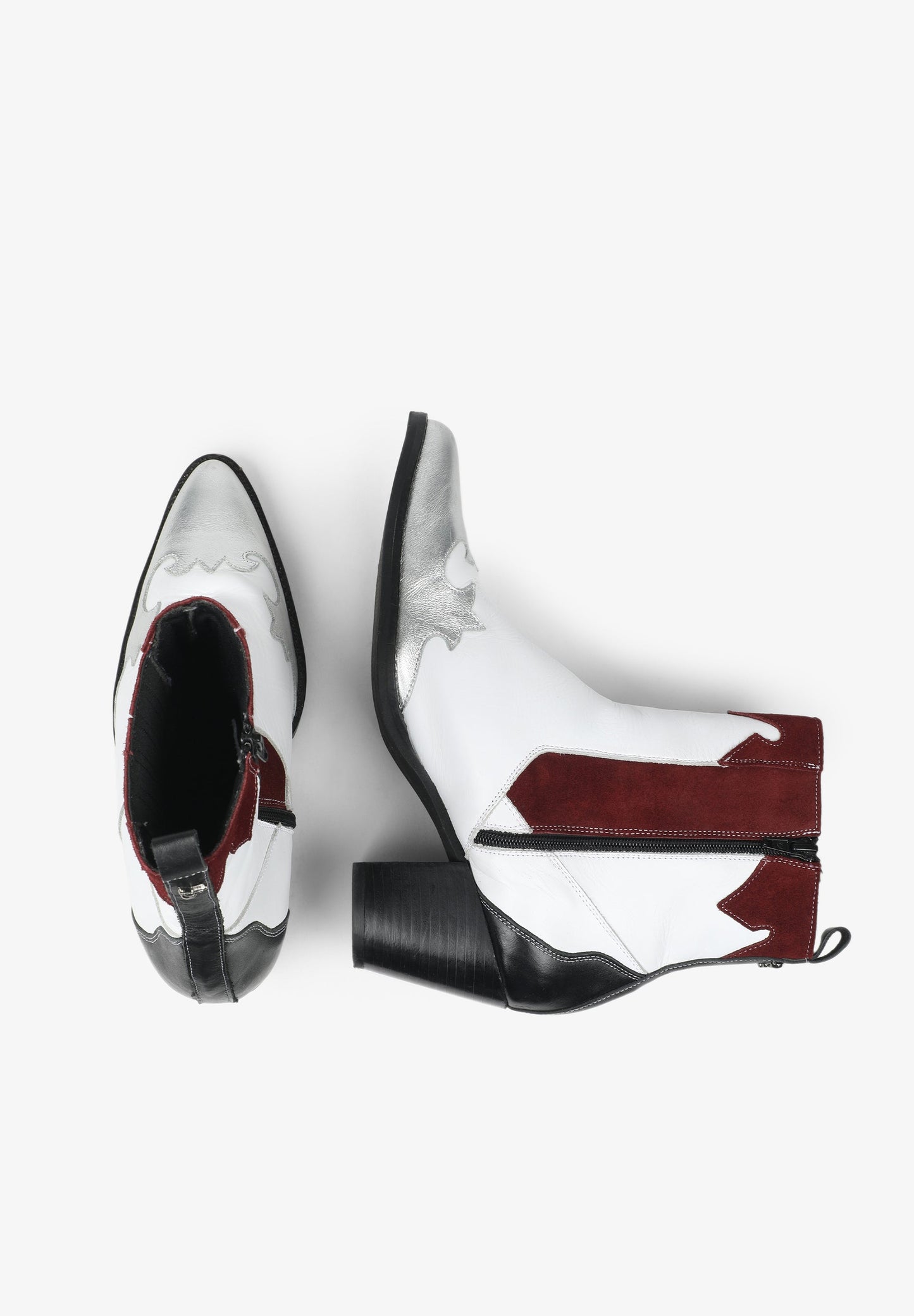 CONTRAST COWBOY ANKLE BOOTS