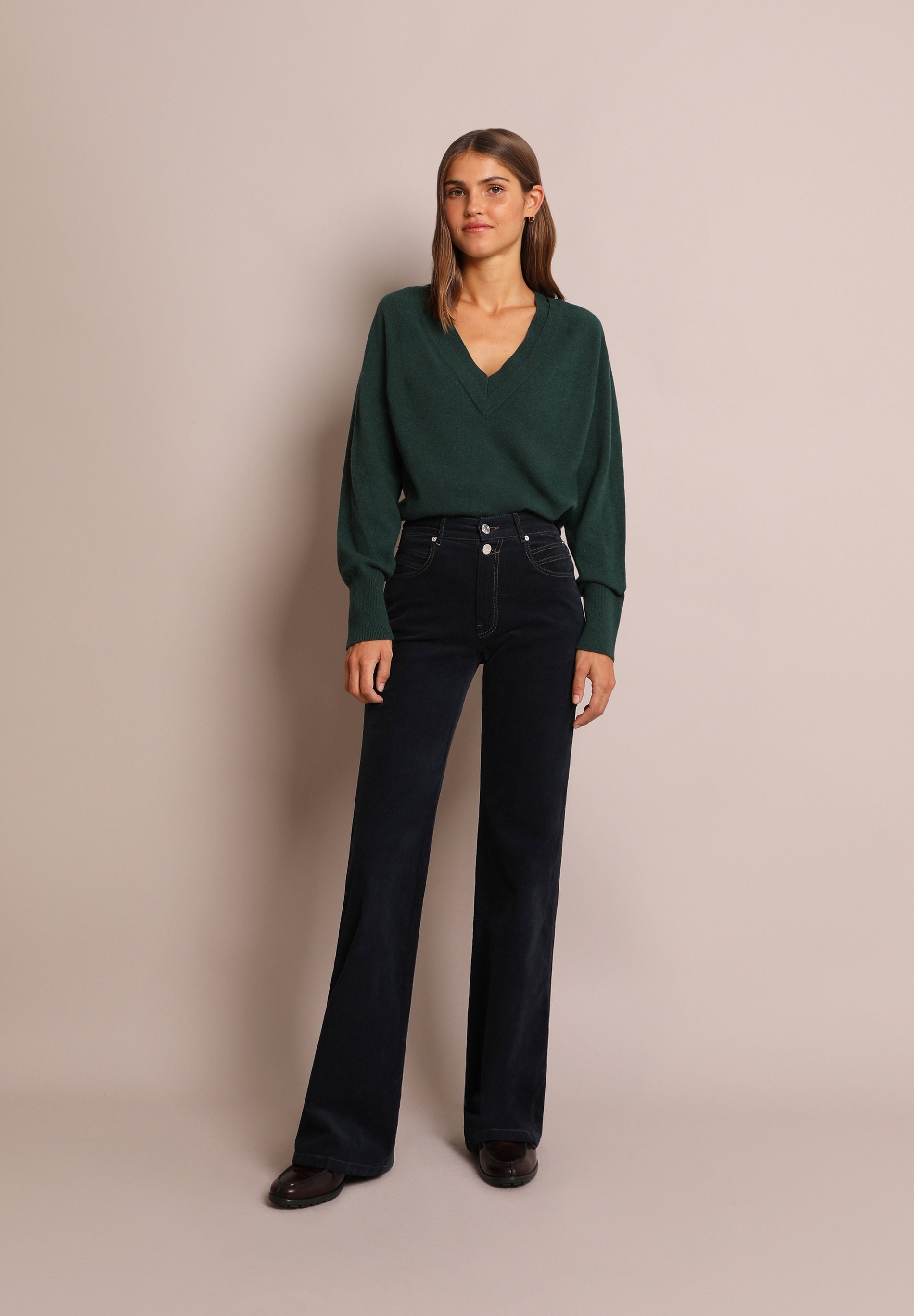 FLARED TROUSERS WITH DOUBLE BUTTON