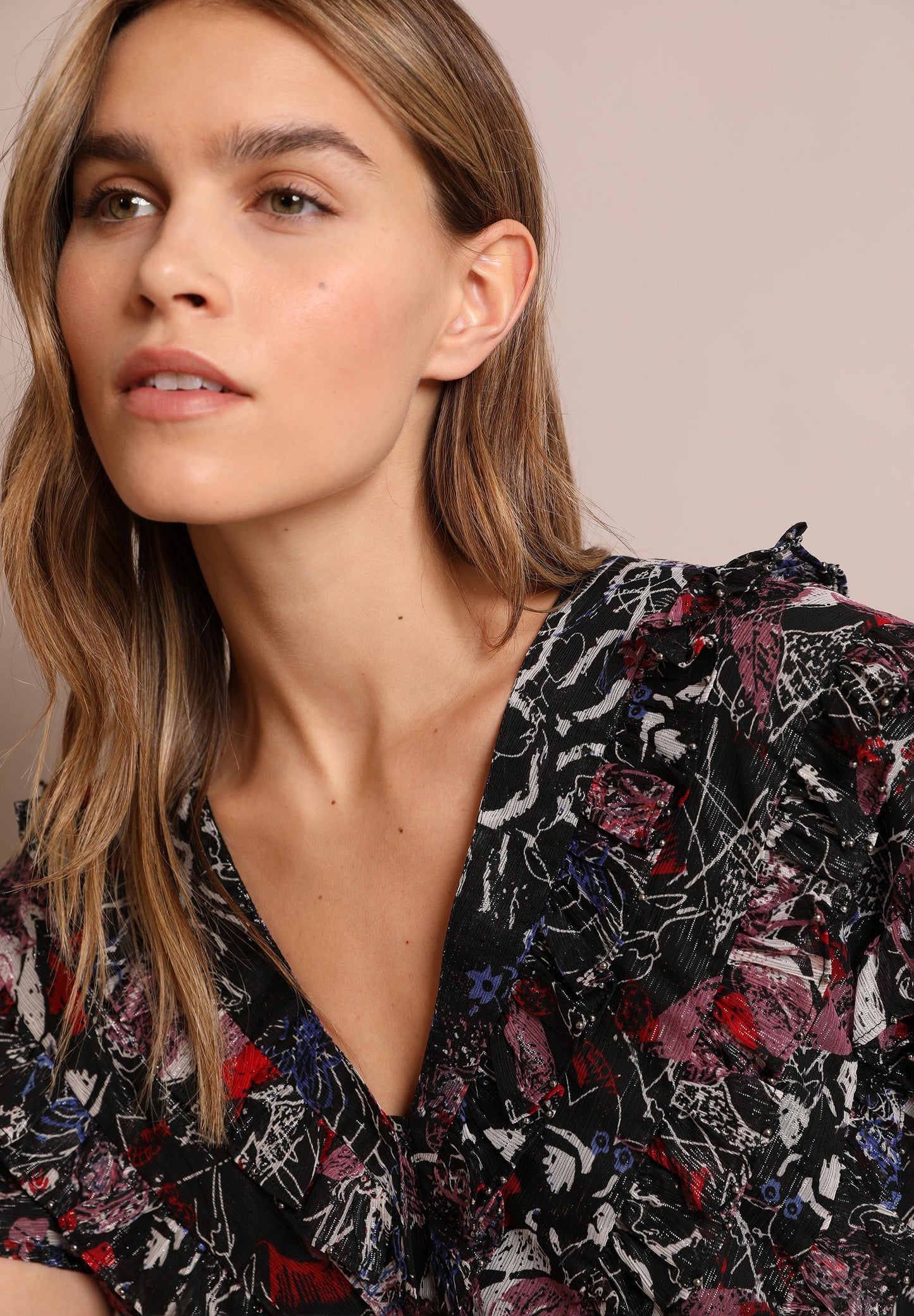 PRINTED METALLIC MINI DRESS